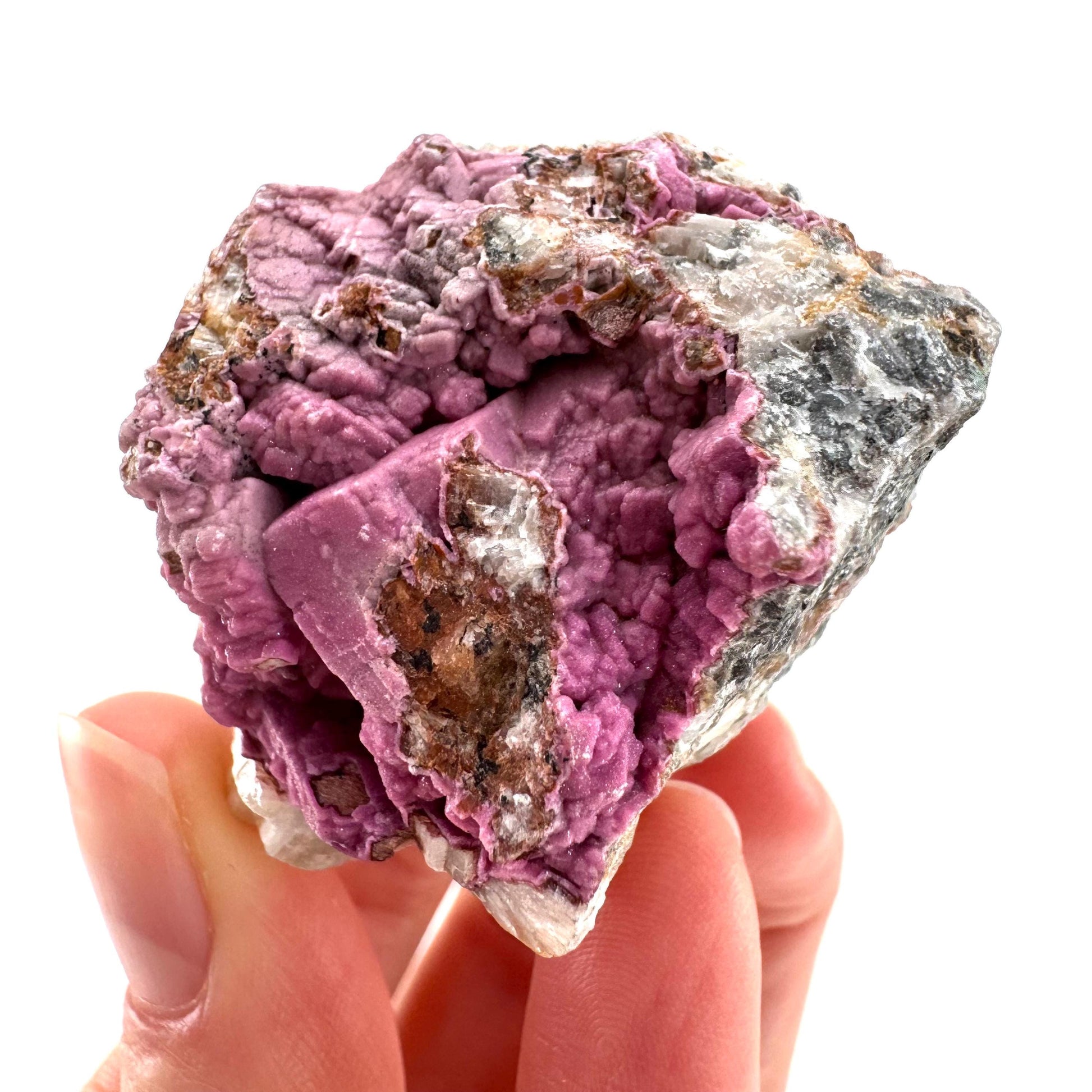 Cobaltoan Calcite | natural pink crystal cluster, mineral specimen