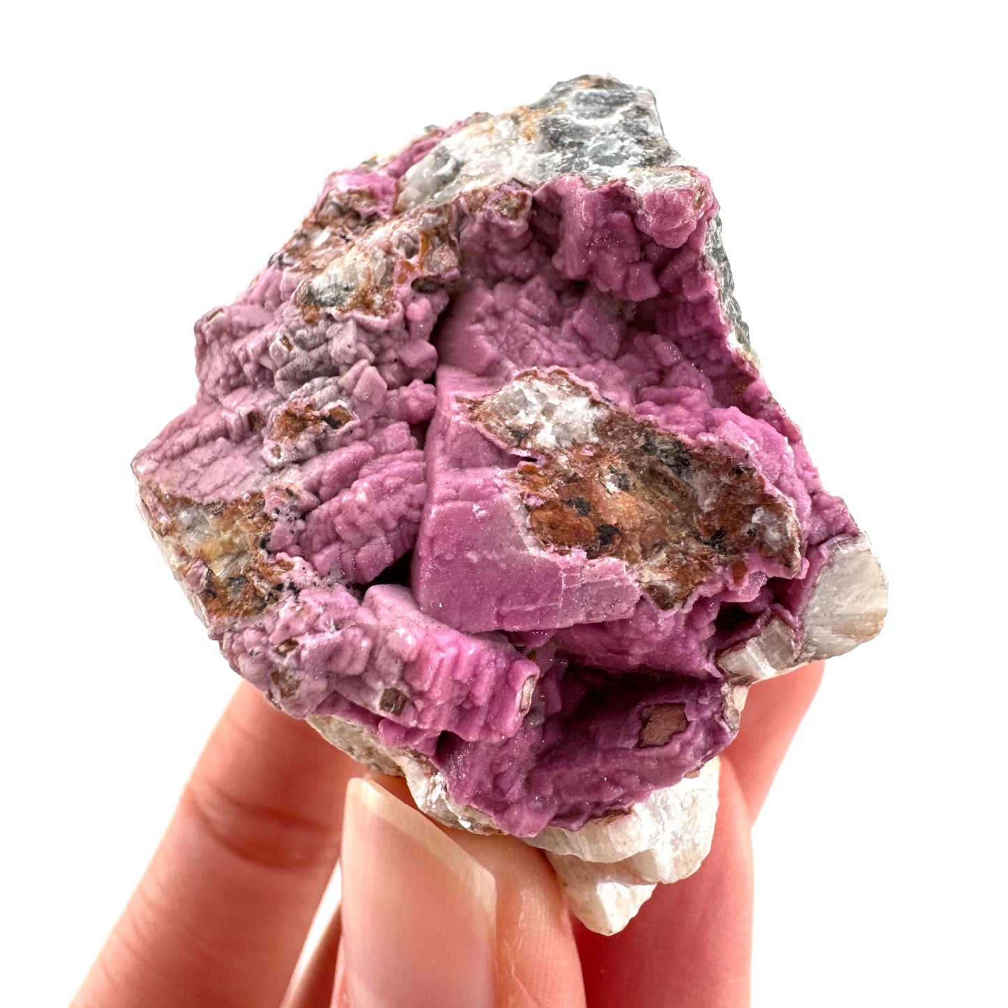 Cobaltoan Calcite | natural pink crystal cluster, mineral specimen