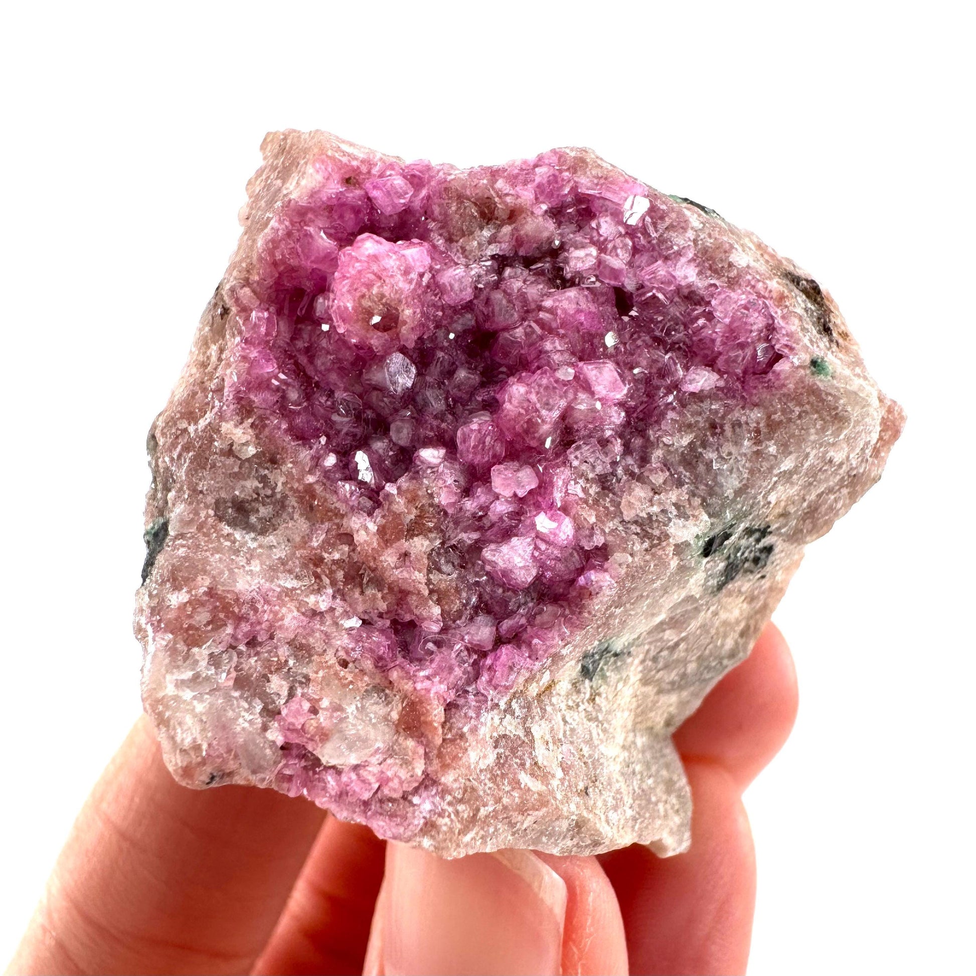 Cobaltoan Calcite w/ Heterogenite | natural pink crystal cluster, mineral specimen