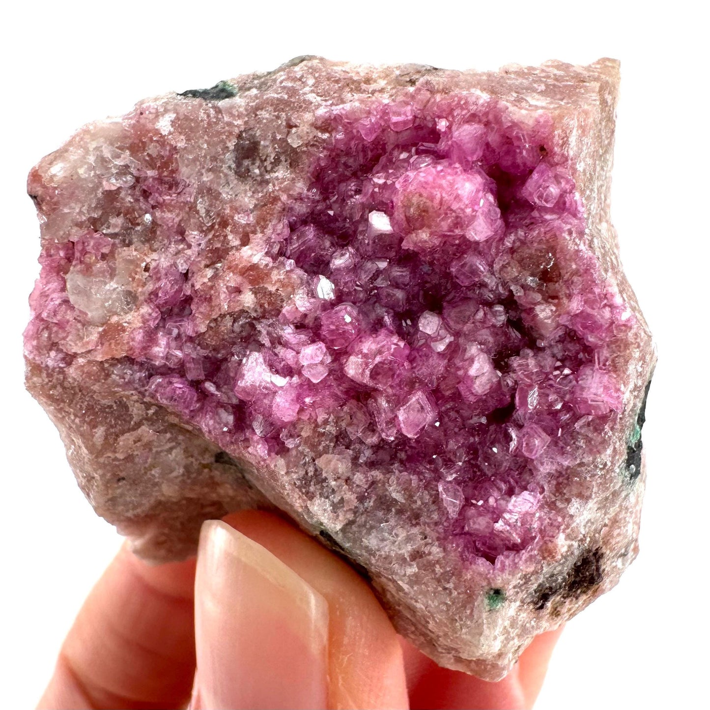 Cobaltoan Calcite w/ Heterogenite | natural pink crystal cluster, mineral specimen
