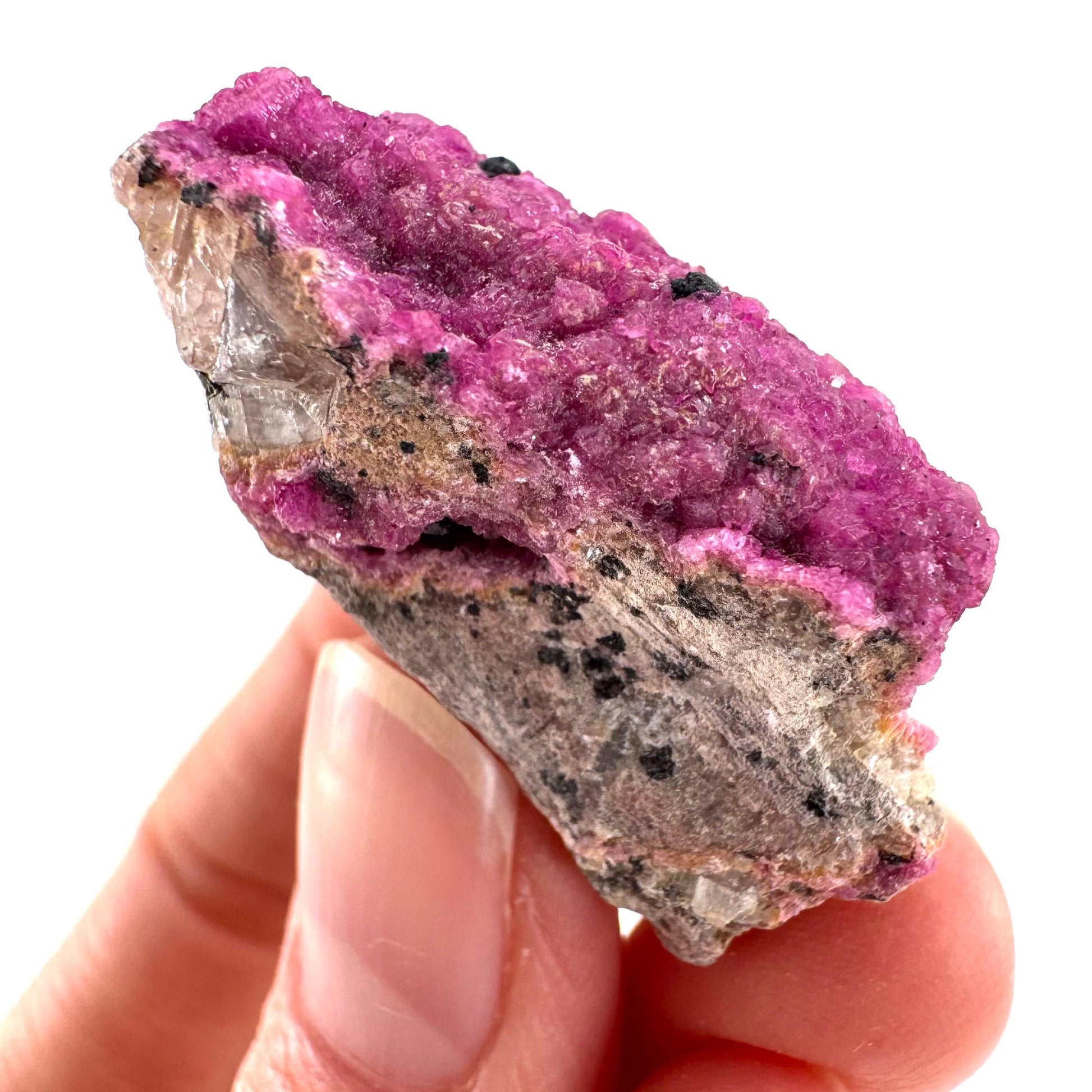 Cobaltoan Calcite w/ Heterogenite | natural pink crystal cluster, mineral specimen