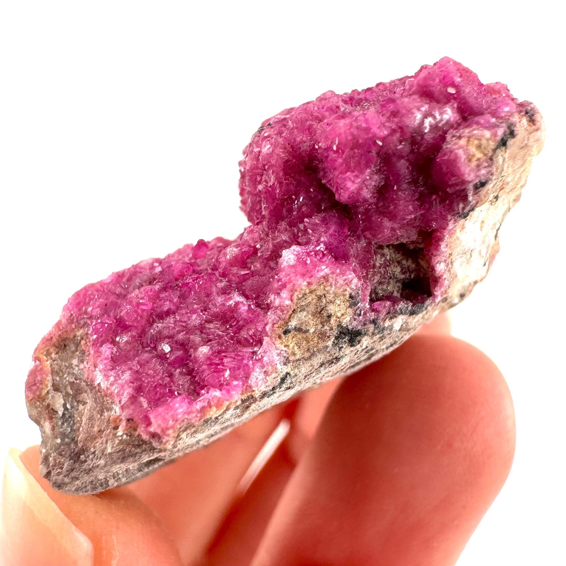 Cobaltoan Calcite w/ Heterogenite | natural pink crystal cluster, mineral specimen