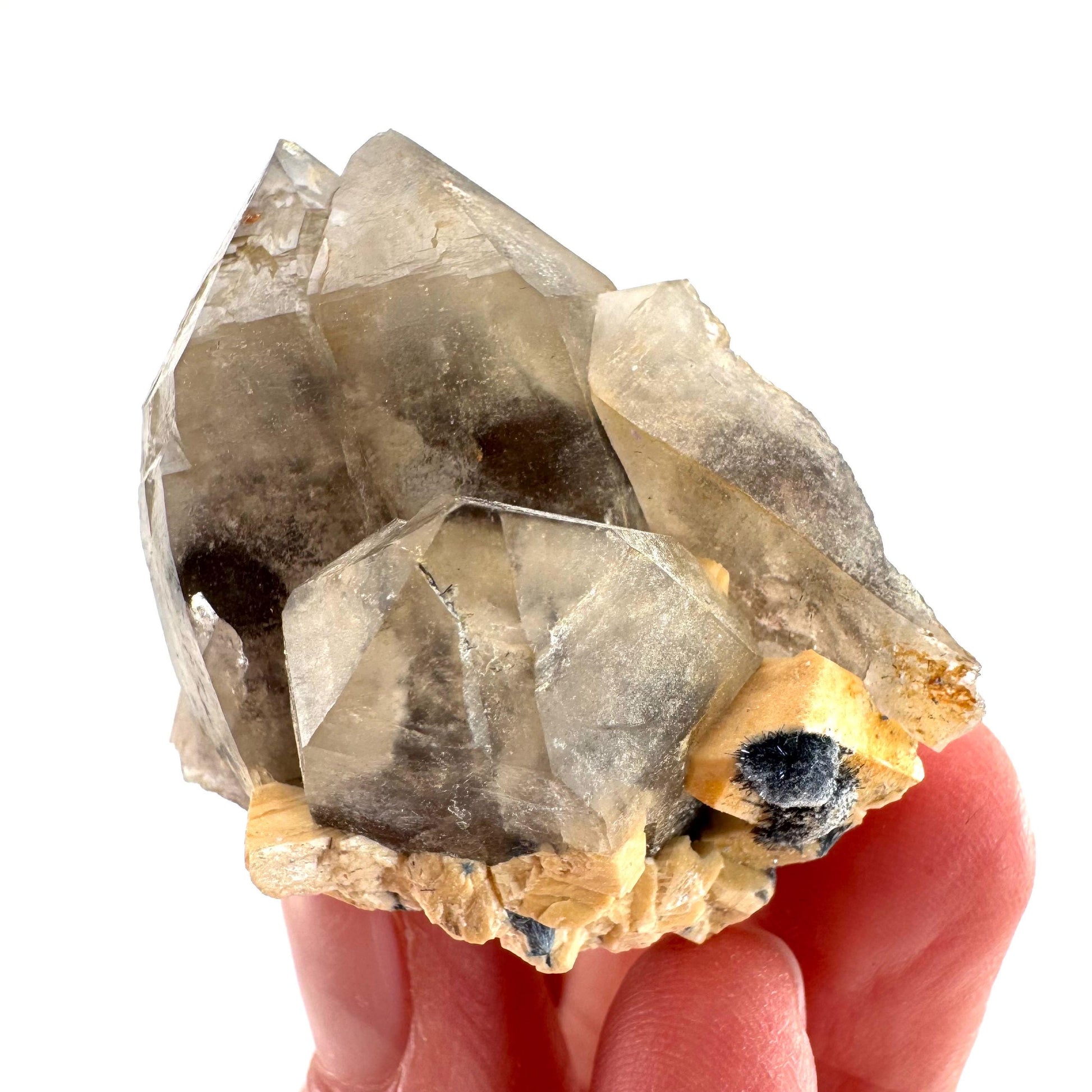 Gitter Quartz with Feldspar & Foitite | lattice crystal, mineral specimen from Namibia