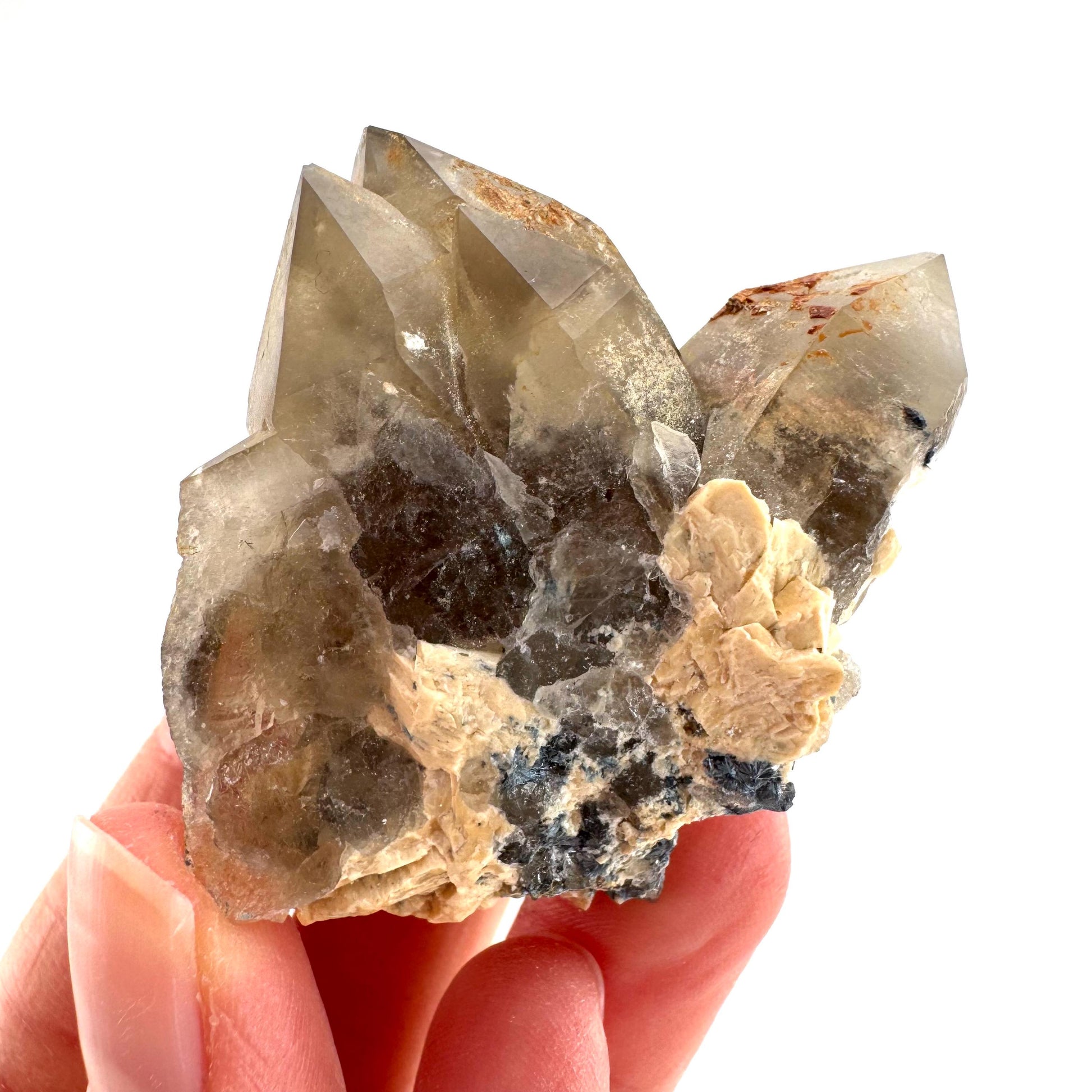 Gitter Quartz with Feldspar & Foitite | lattice crystal, mineral specimen from Namibia