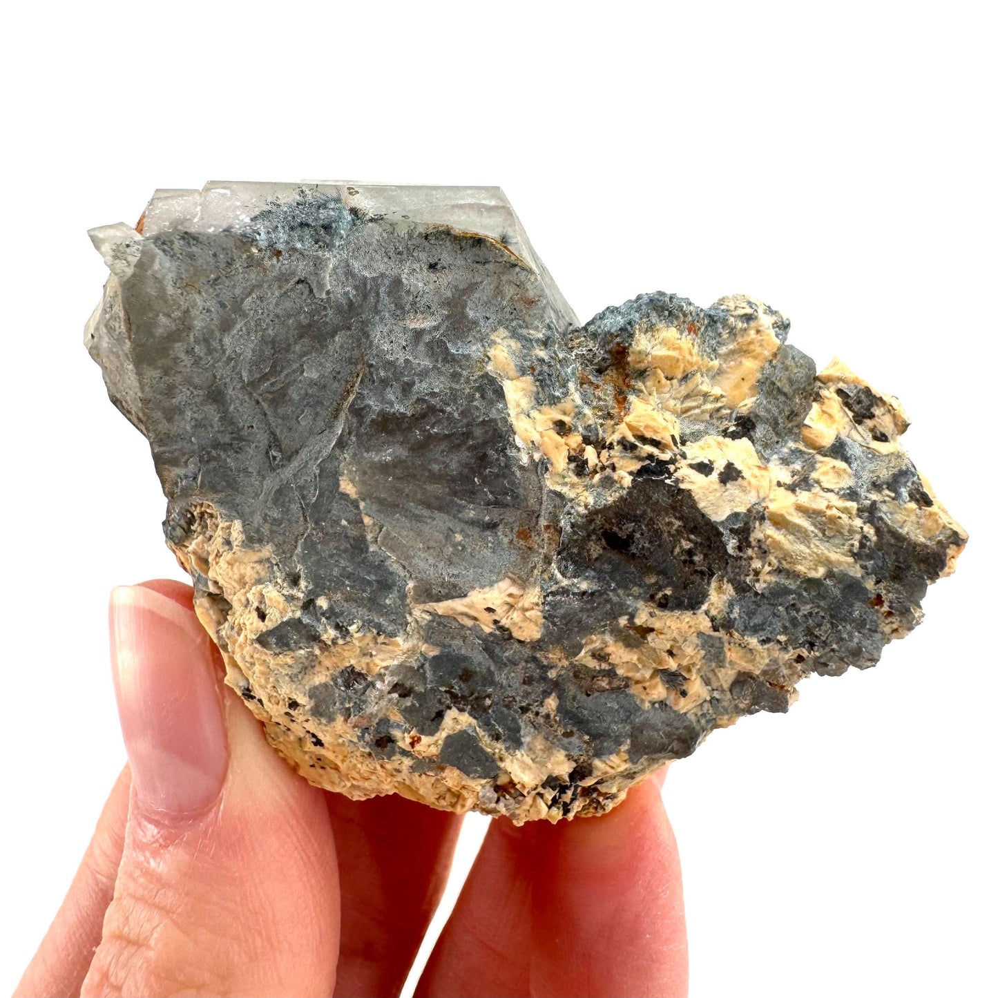 Gitter Quartz with Feldspar & Foitite | lattice crystal, mineral specimen from Namibia