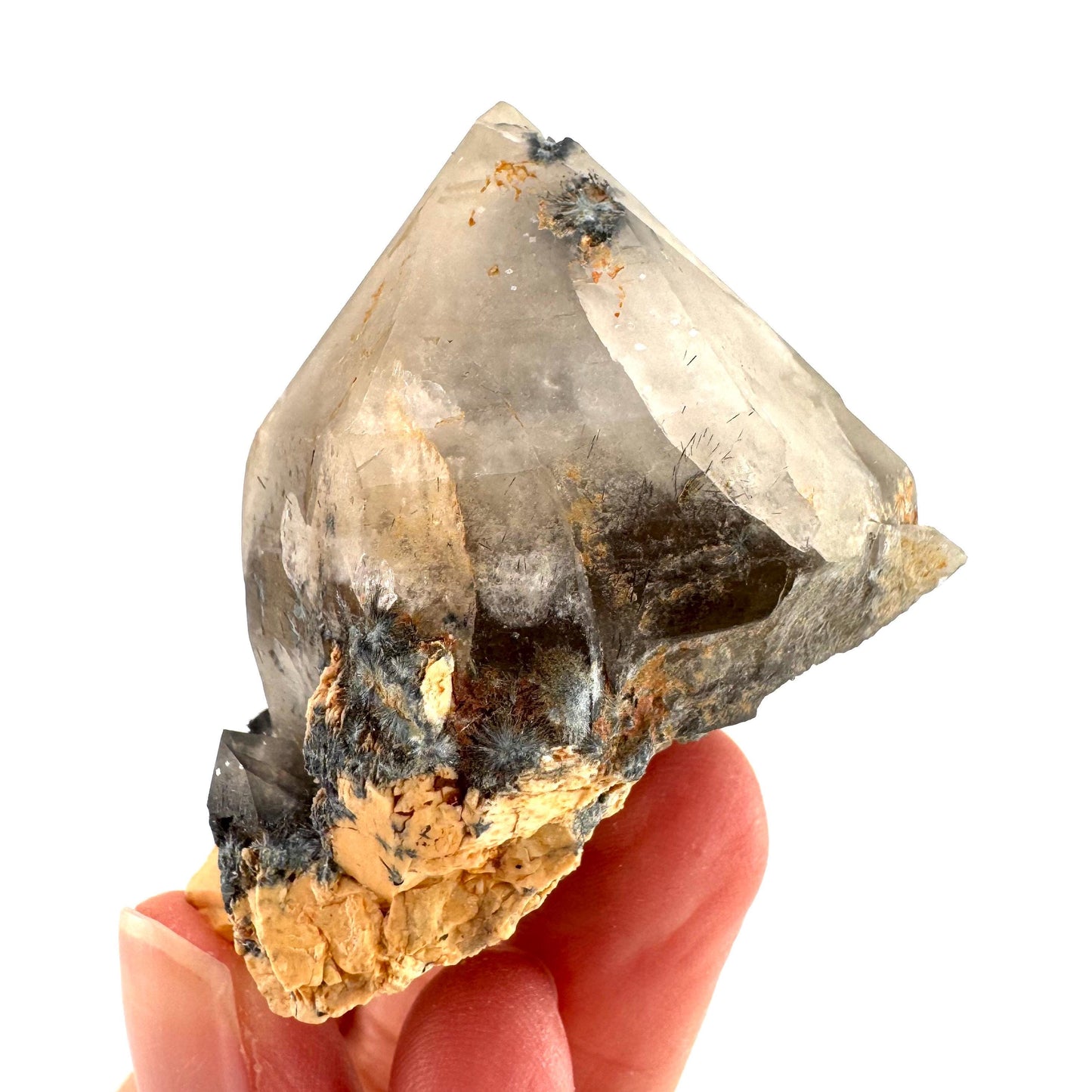 Gitter Quartz with Feldspar & Foitite | lattice crystal, mineral specimen from Namibia