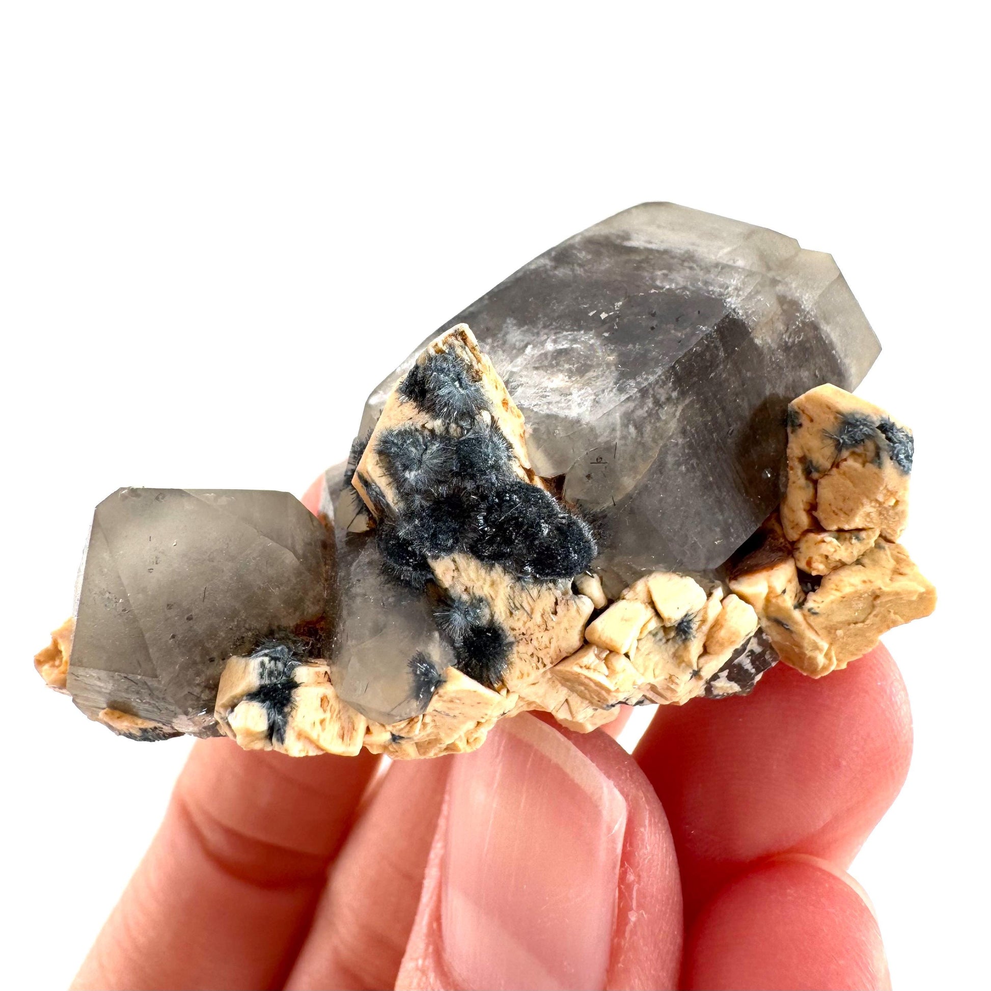 Gitter Quartz with Feldspar & Foitite | lattice crystal, mineral specimen from Namibia