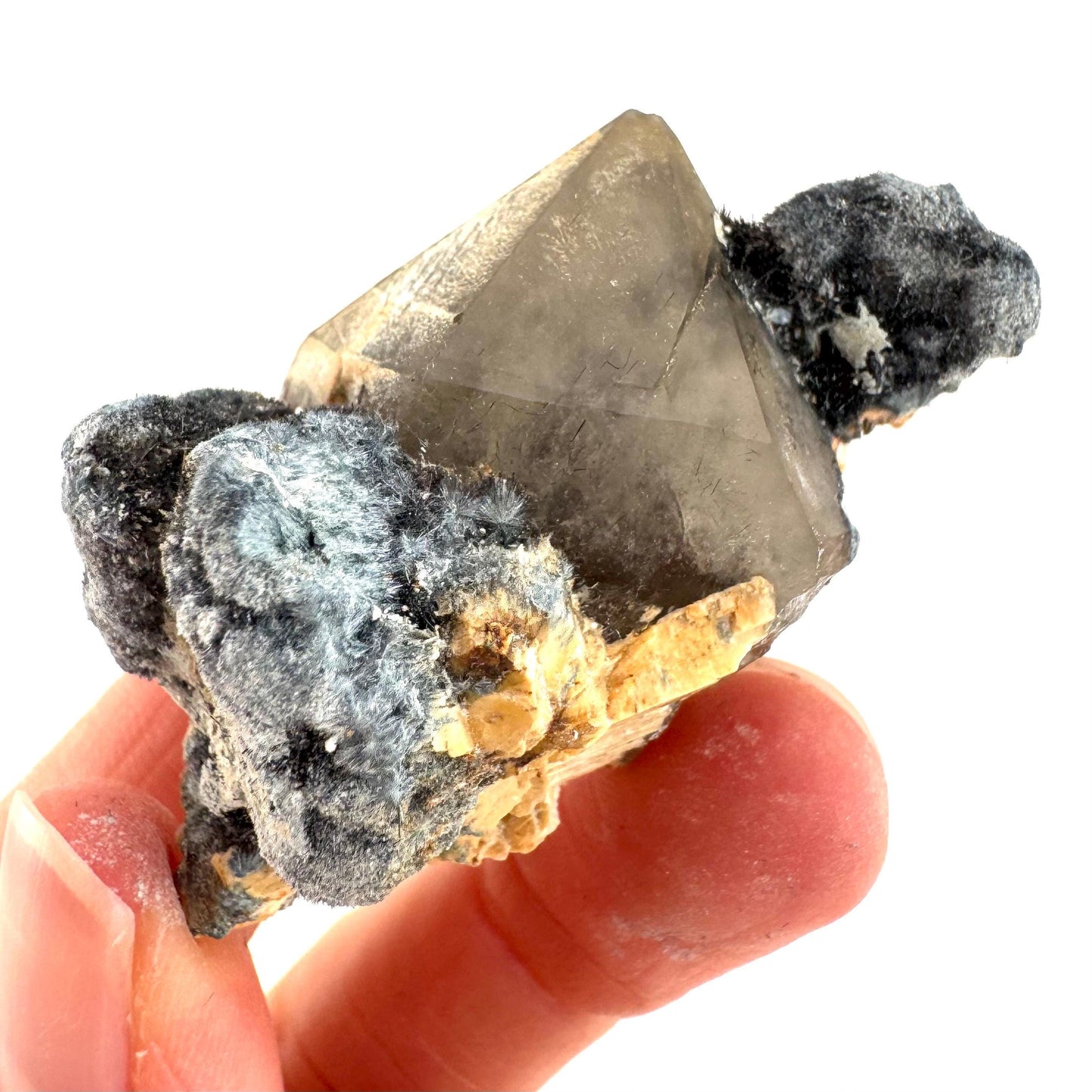 Gitter Quartz with Feldspar & Foitite | lattice crystal, mineral specimen from Namibia