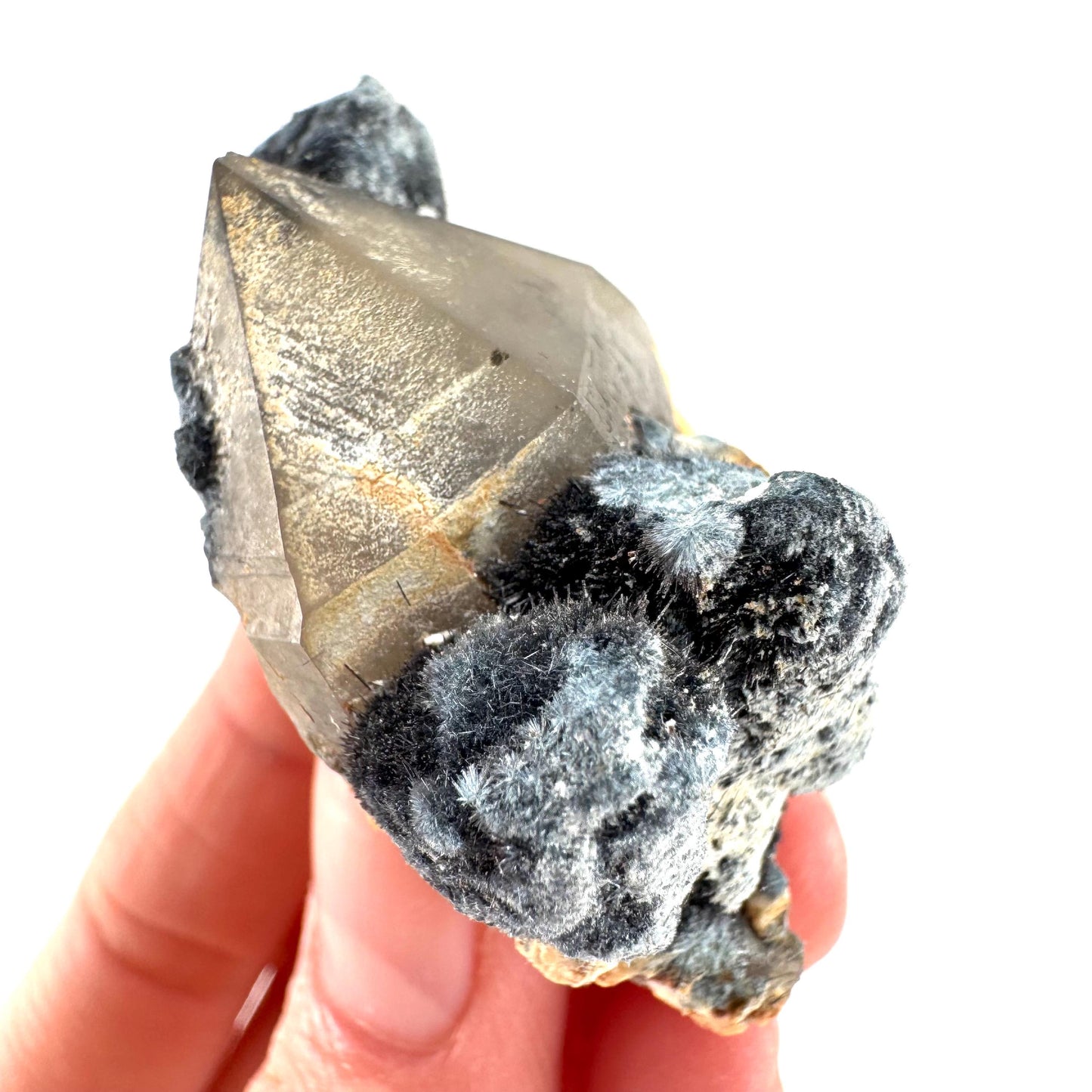 Gitter Quartz with Feldspar & Foitite | lattice crystal, mineral specimen from Namibia