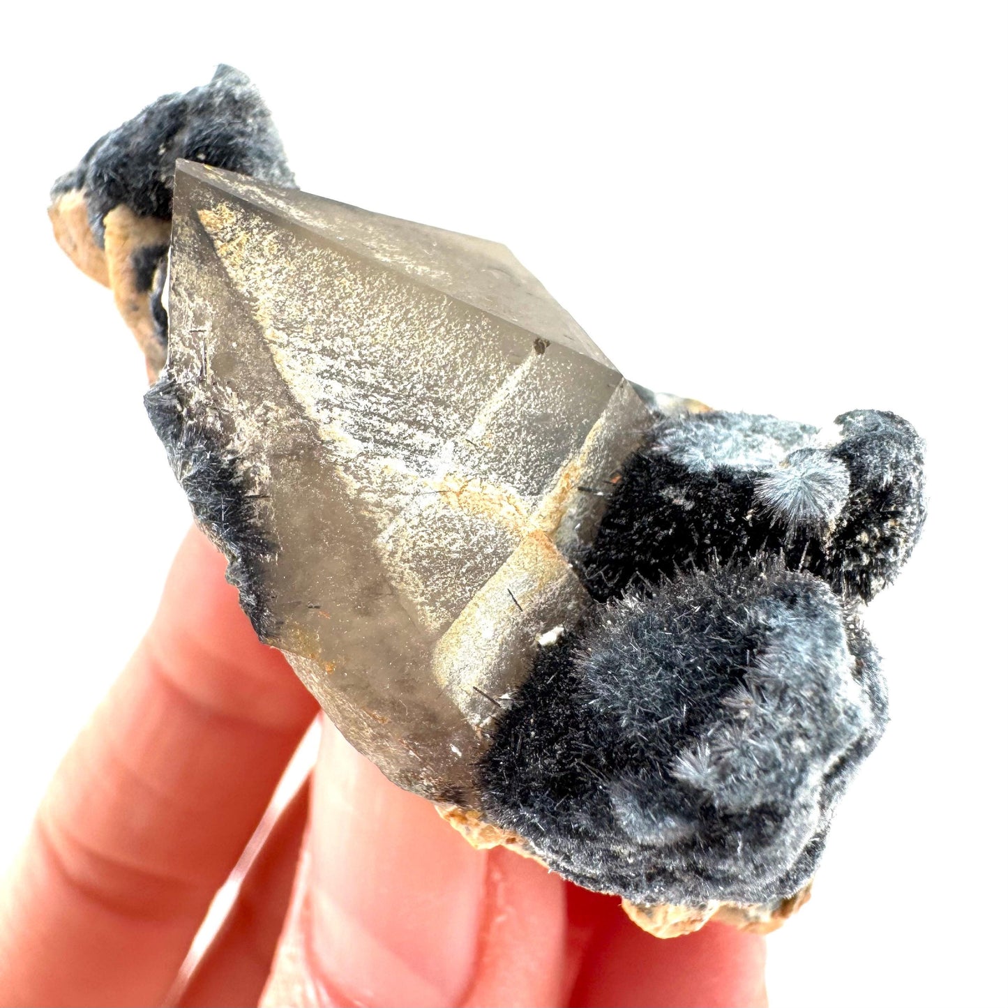 Gitter Quartz with Feldspar & Foitite | lattice crystal, mineral specimen from Namibia