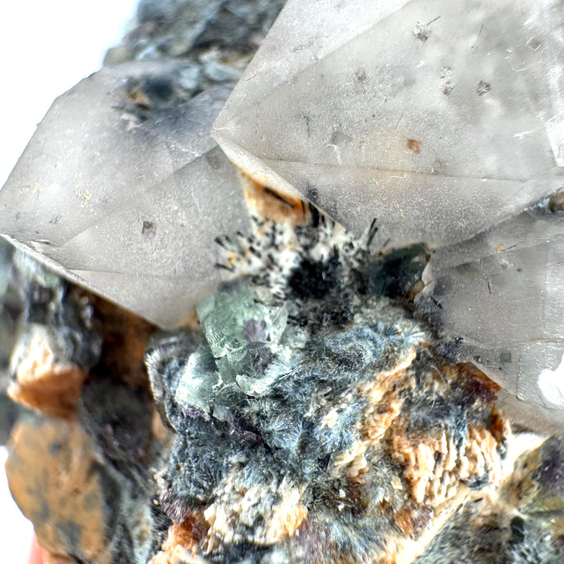 Gitter Quartz with Feldspar & Foitite | lattice crystal, mineral specimen from Namibia
