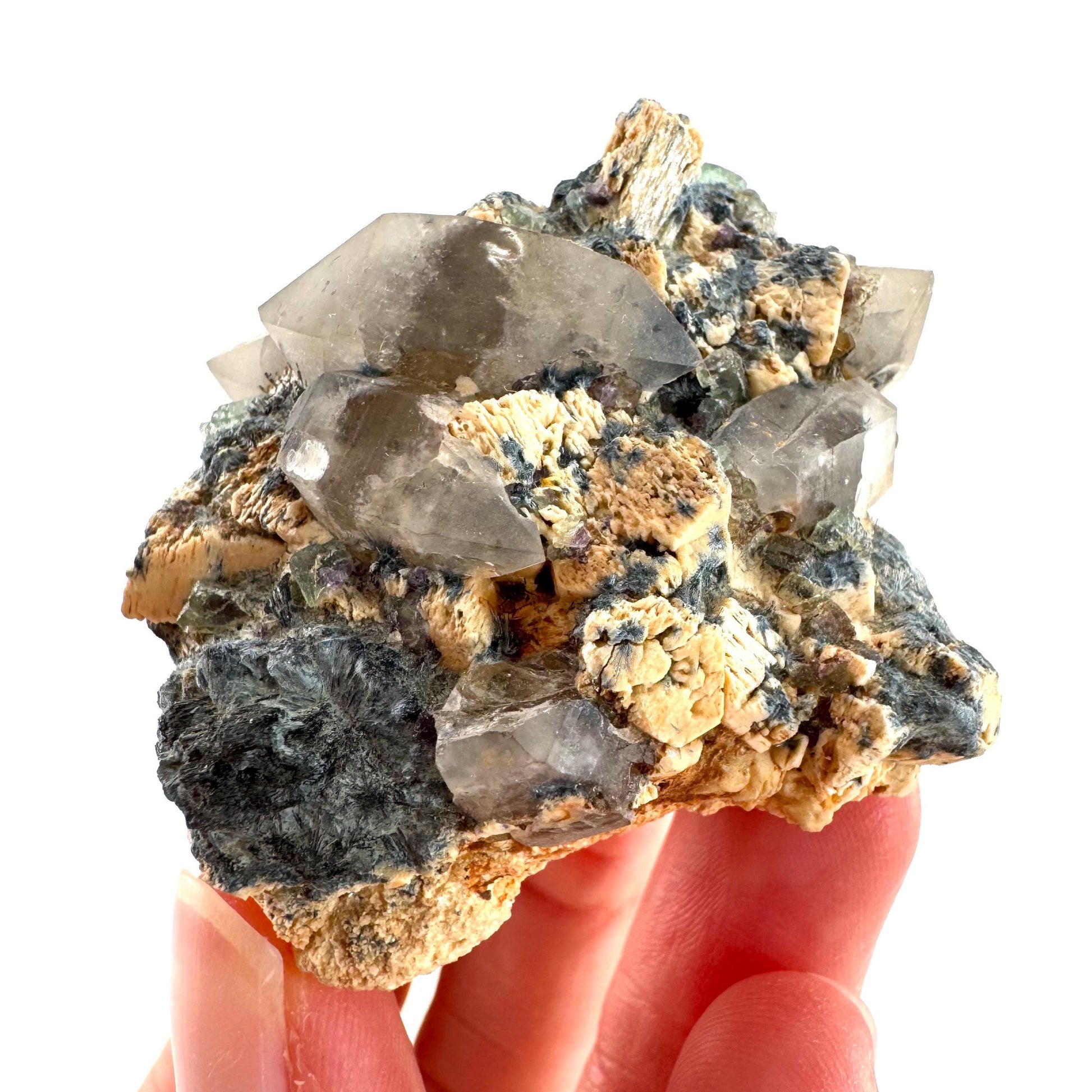 Gitter Quartz with Feldspar & Foitite | lattice crystal, mineral specimen from Namibia