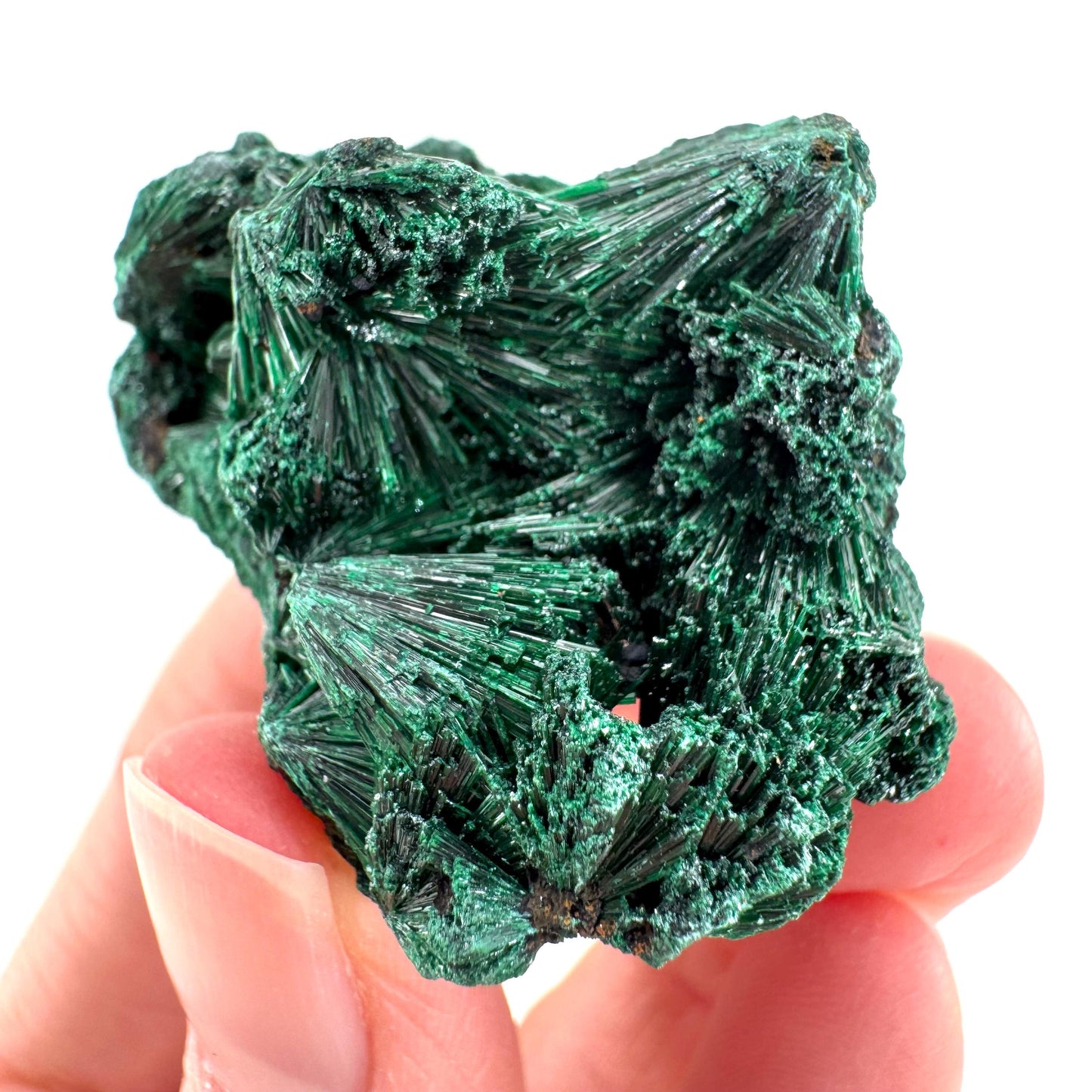 Fibrous Malachite | green velvet crystal, mineral specimen