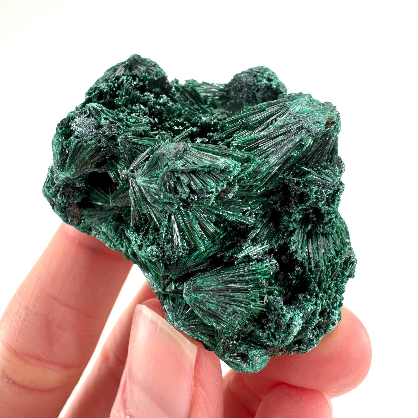 Fibrous Malachite | green velvet crystal, mineral specimen