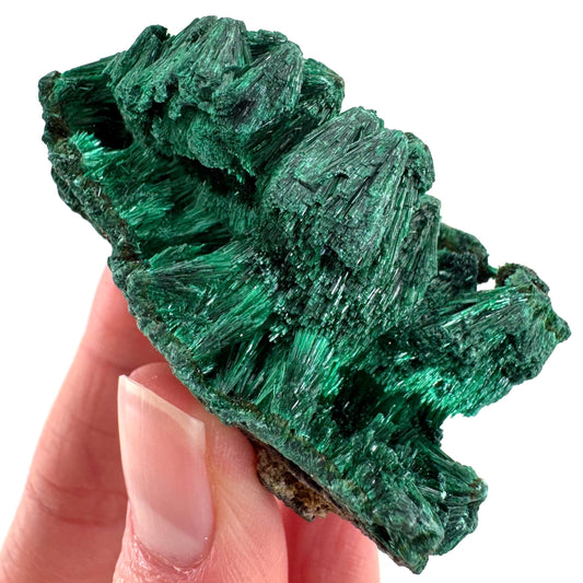 Fibrous Malachite | green velvet crystal, mineral specimen
