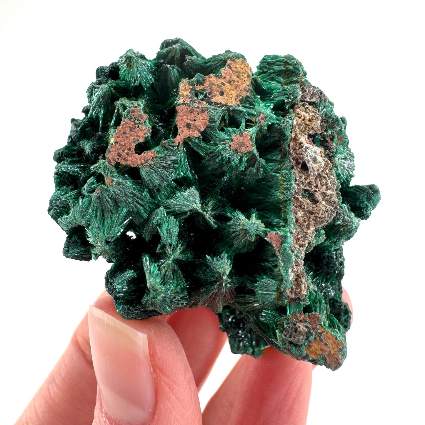Fibrous Malachite | green velvet crystal, mineral specimen