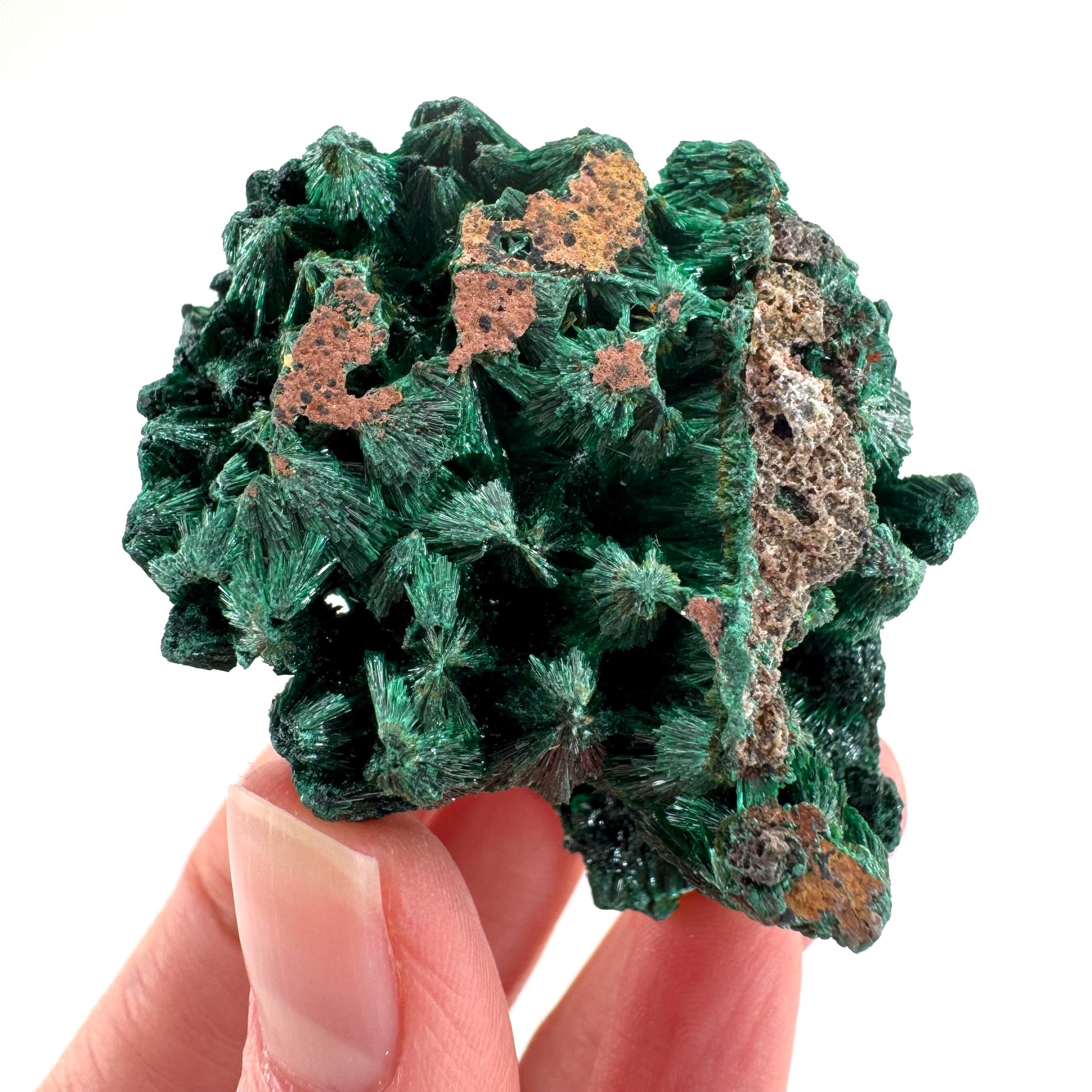 Fibrous Malachite | green velvet crystal, mineral specimen