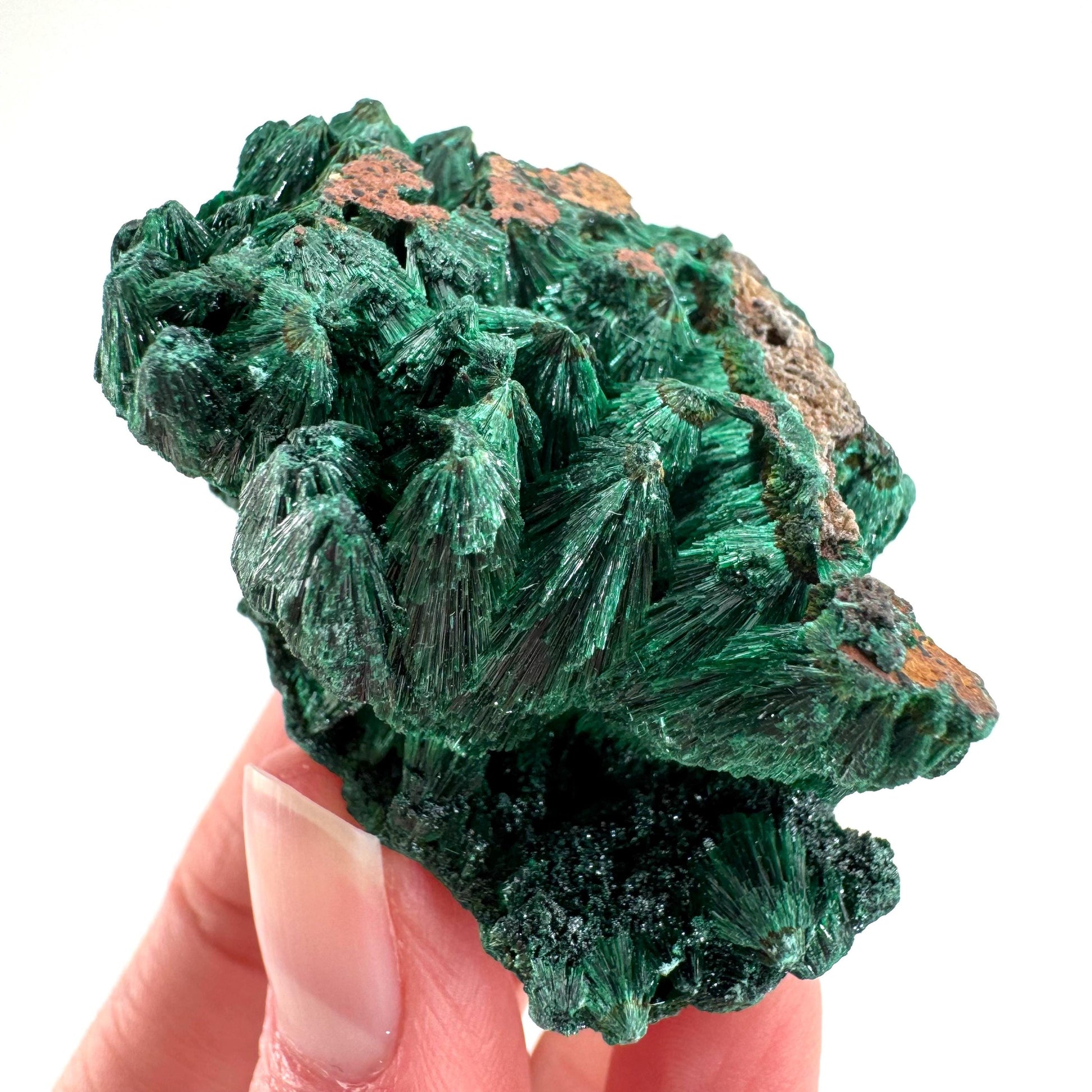 Fibrous Malachite | green velvet crystal, mineral specimen