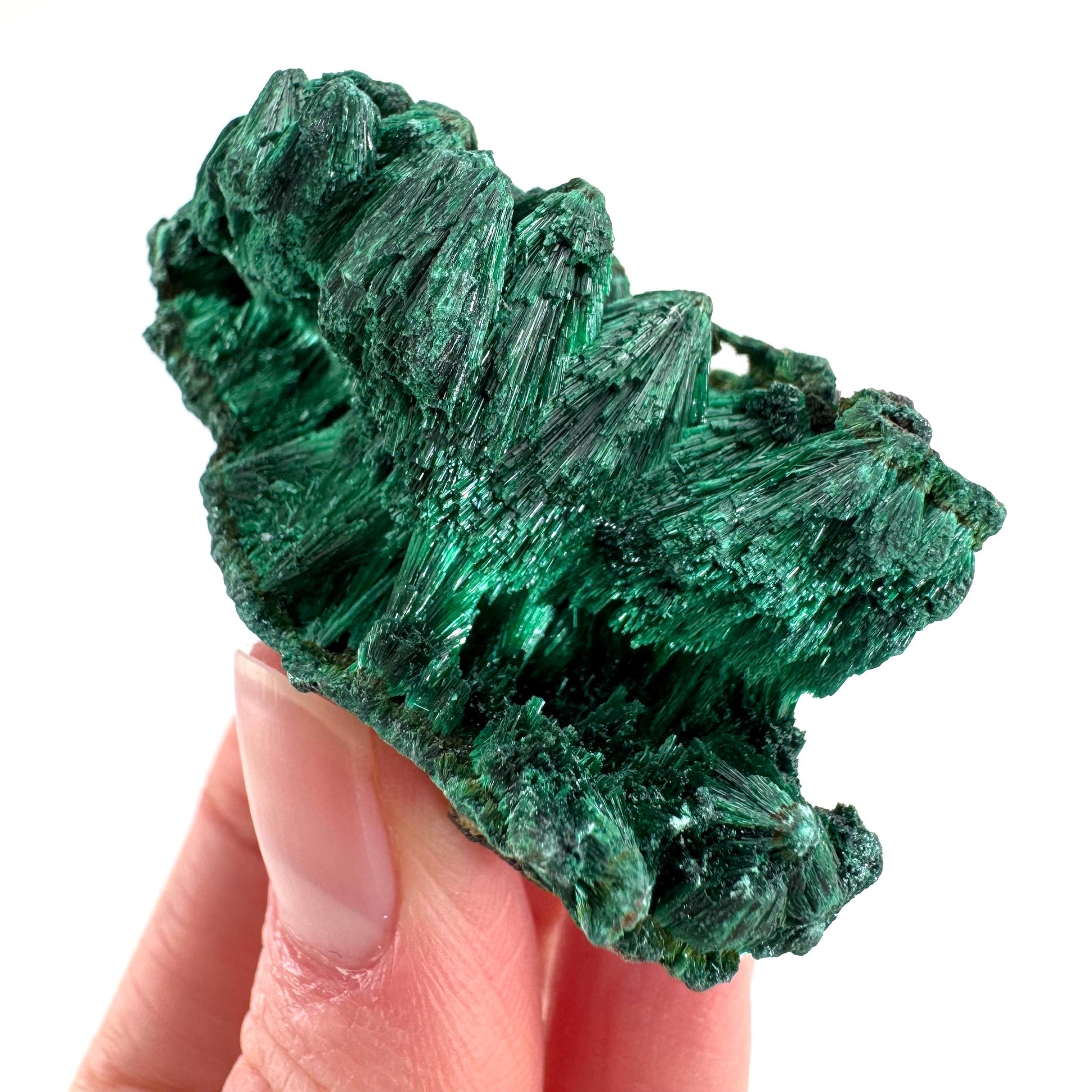 Fibrous Malachite | green velvet crystal, mineral specimen