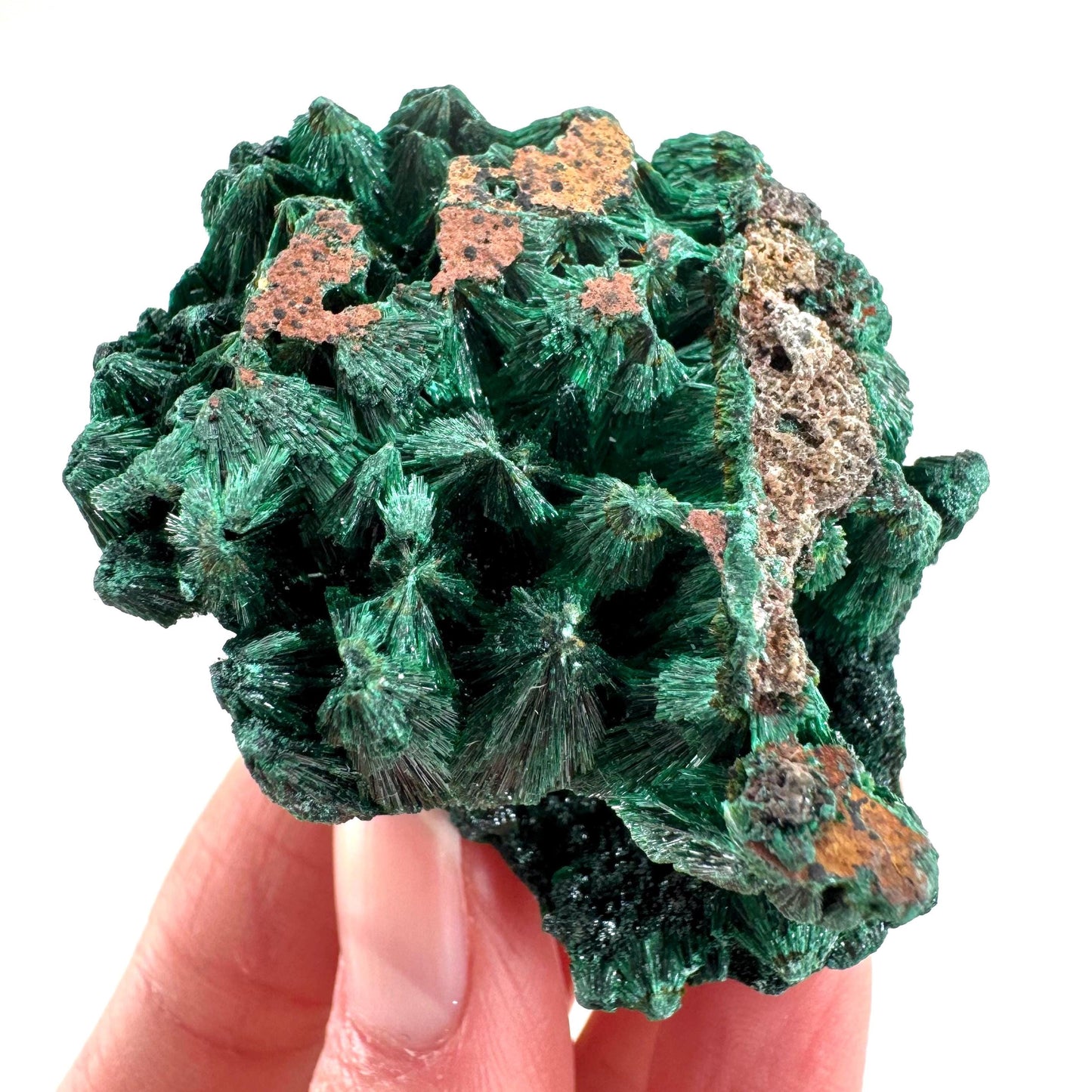 Fibrous Malachite | green velvet crystal, mineral specimen