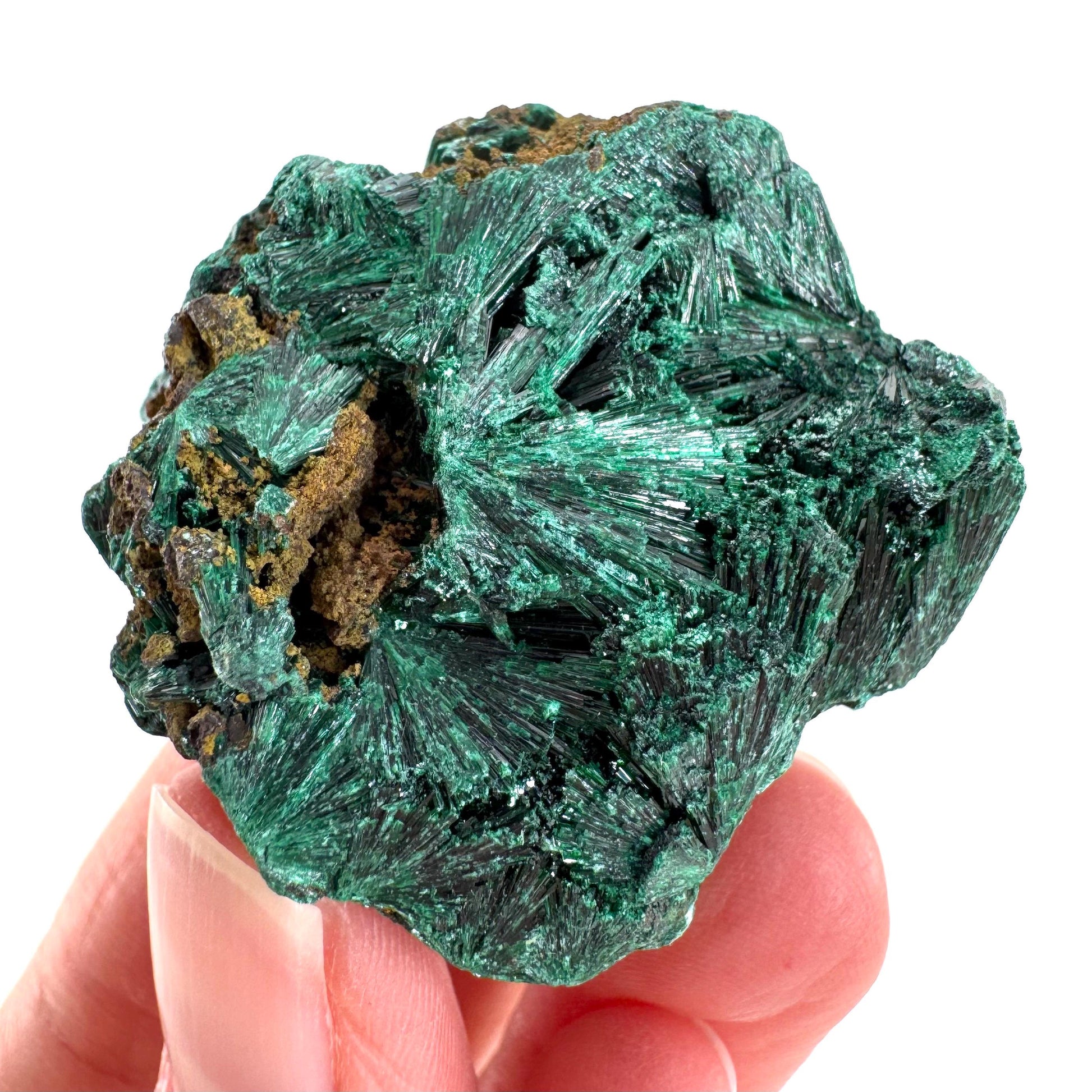 Fibrous Malachite | green velvet crystal, mineral specimen