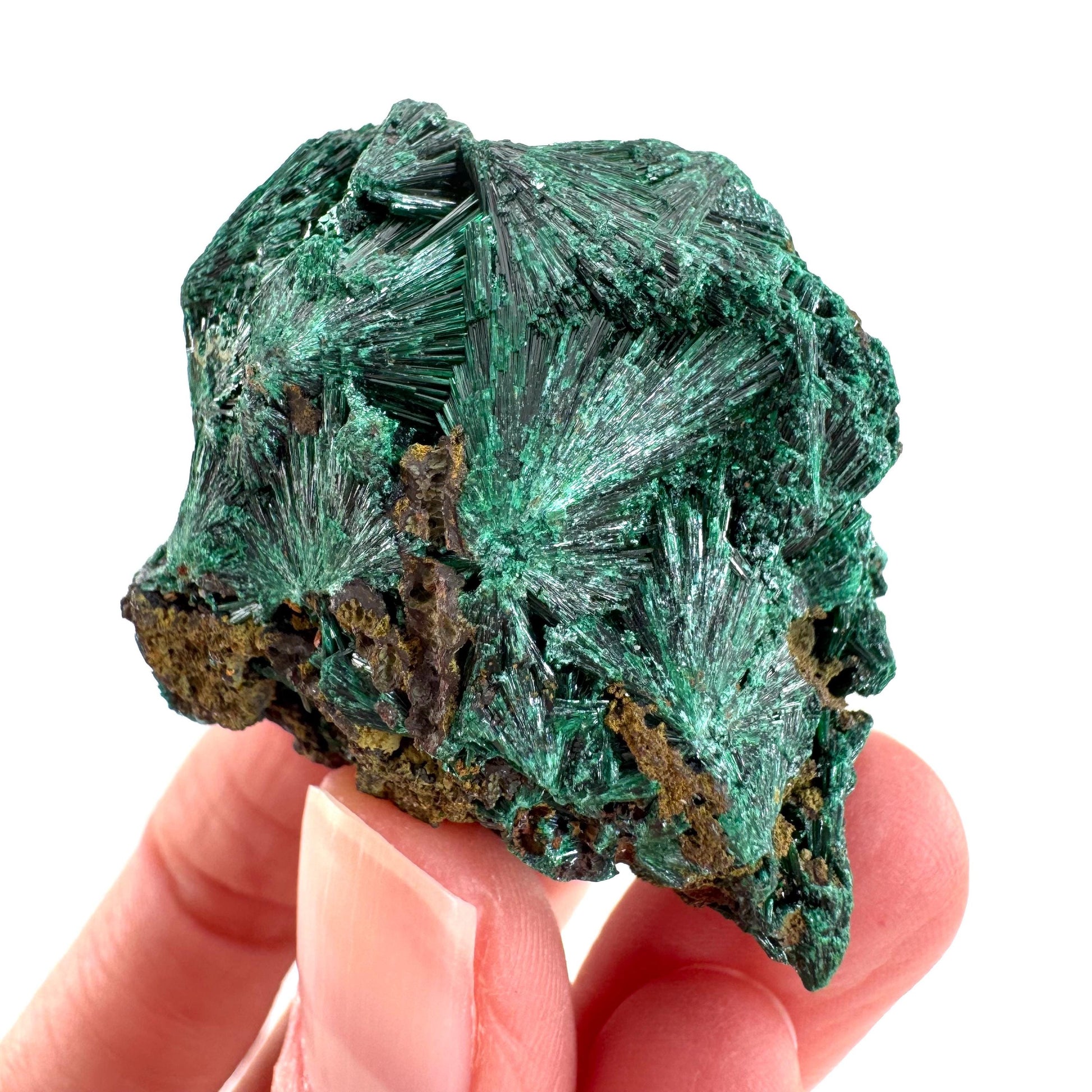Fibrous Malachite | green velvet crystal, mineral specimen