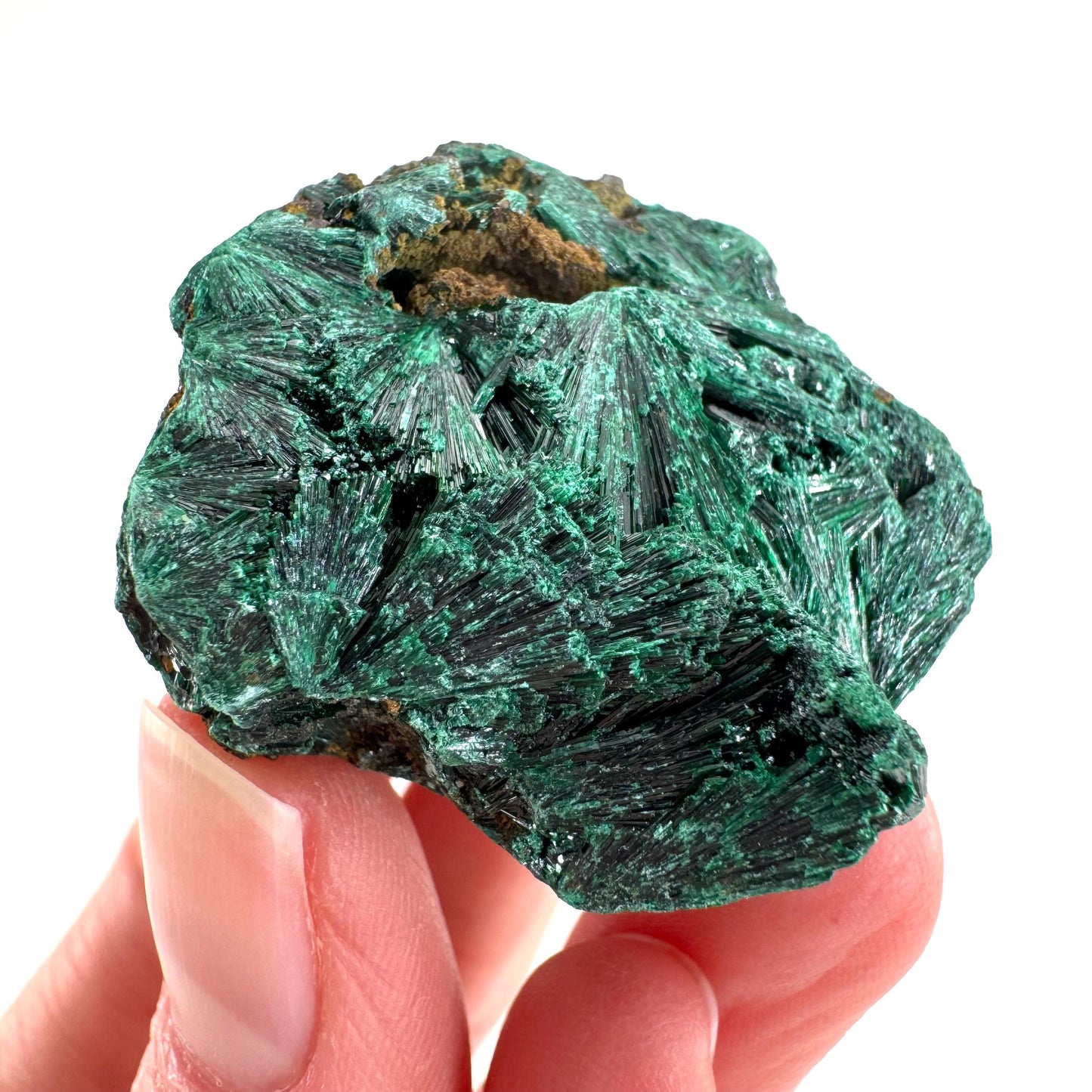 Fibrous Malachite | green velvet crystal, mineral specimen