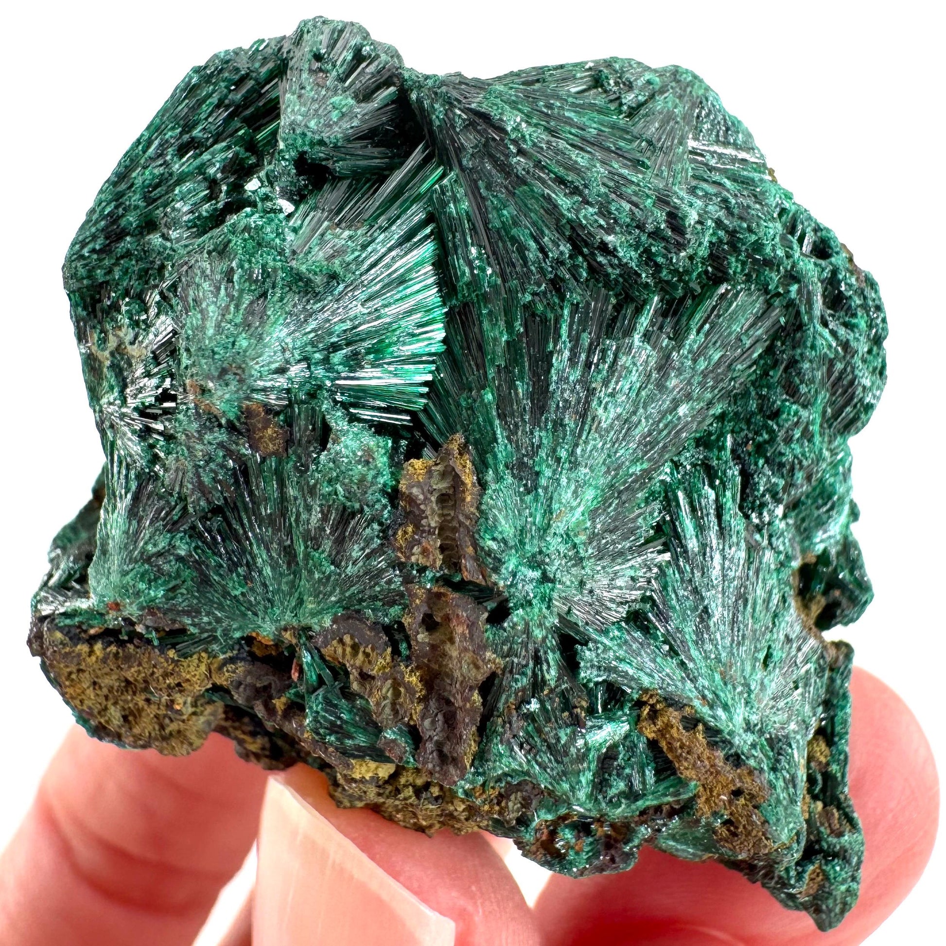 Fibrous Malachite | green velvet crystal, mineral specimen