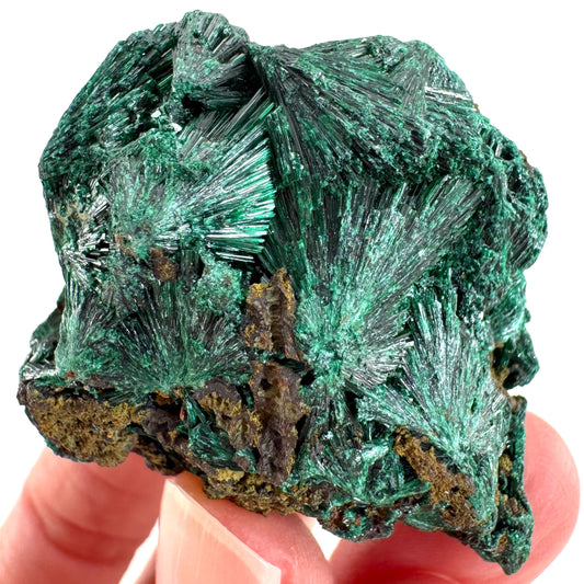 Fibrous Malachite | green velvet crystal, mineral specimen