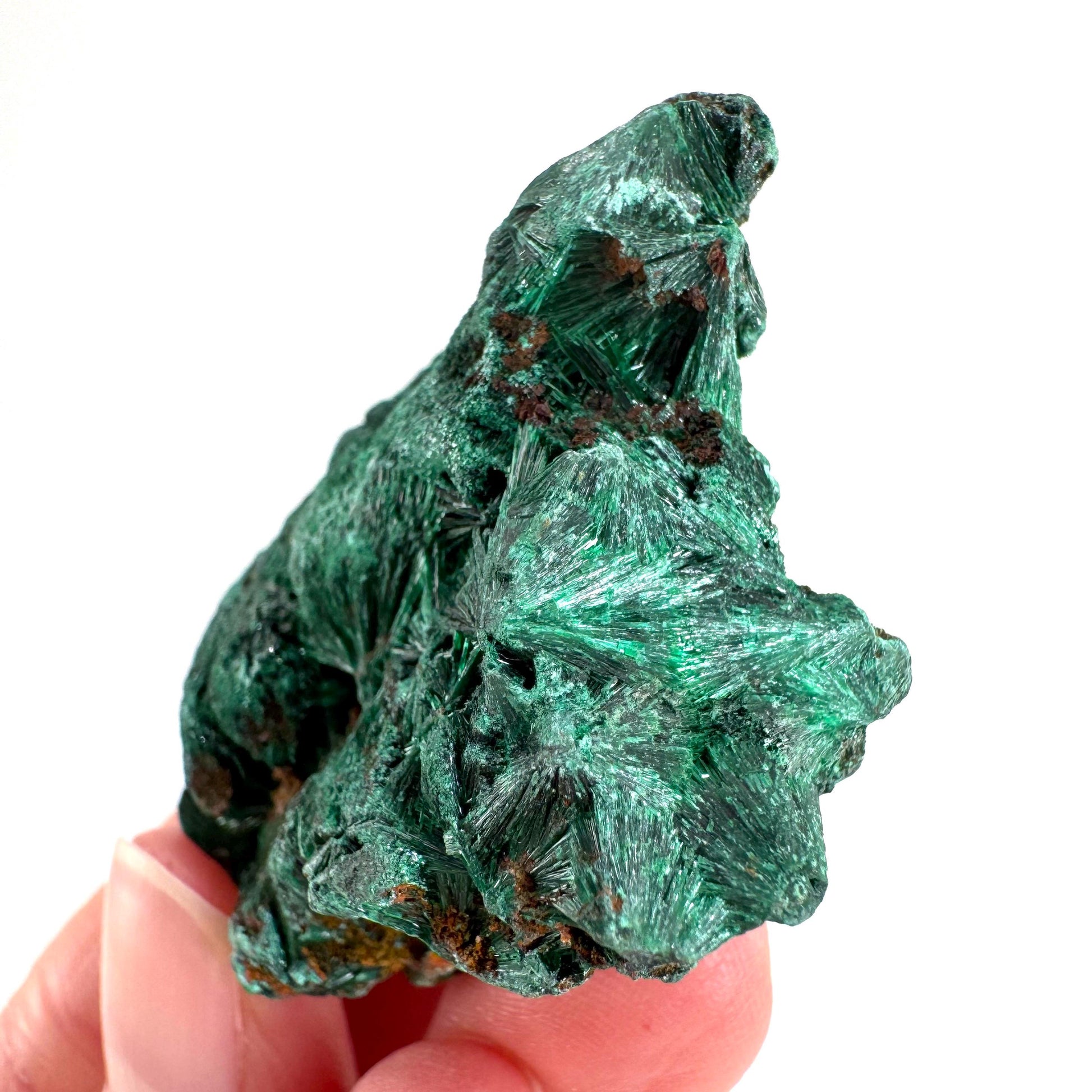 Fibrous Malachite | green velvet crystal, mineral specimen