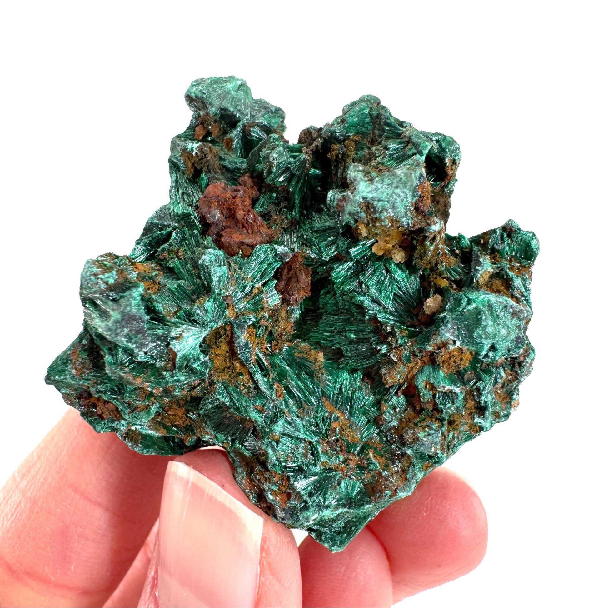Fibrous Malachite | green velvet crystal, mineral specimen
