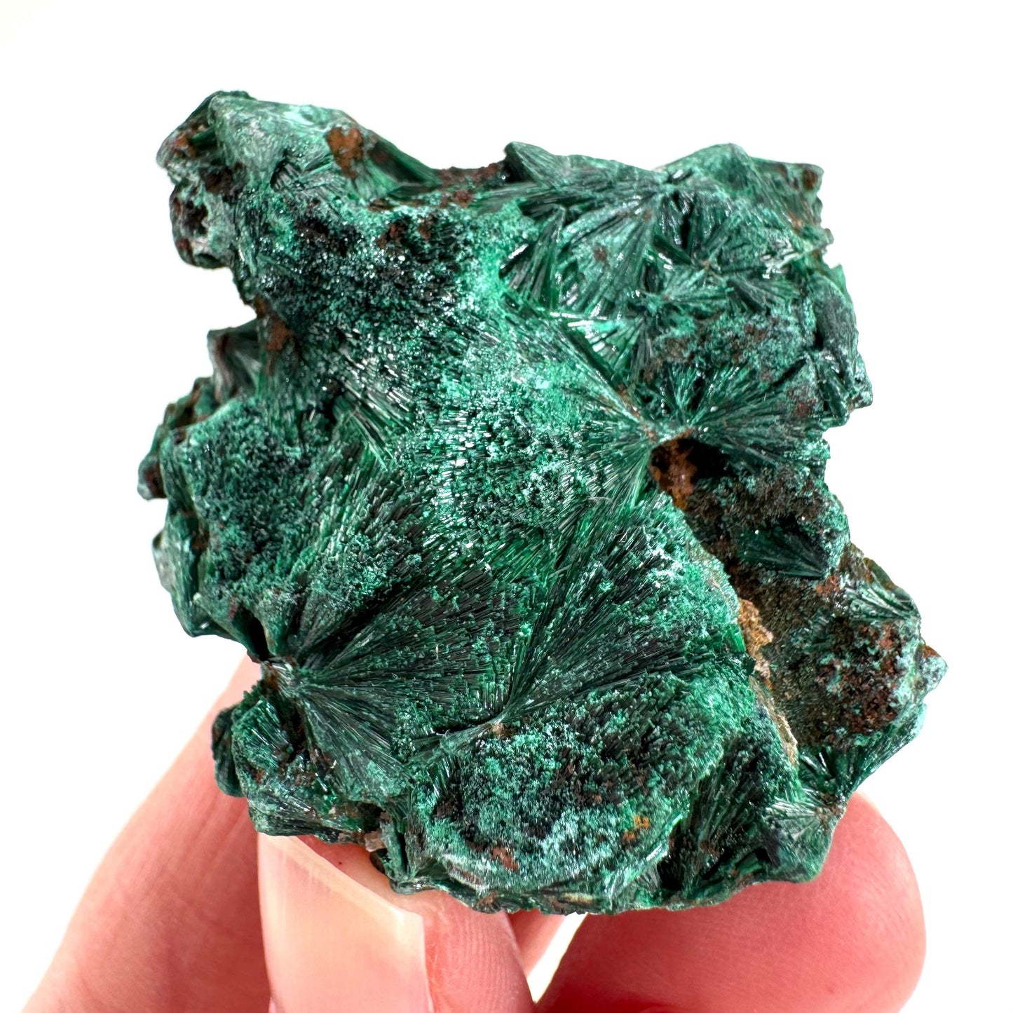 Fibrous Malachite | green velvet crystal, mineral specimen