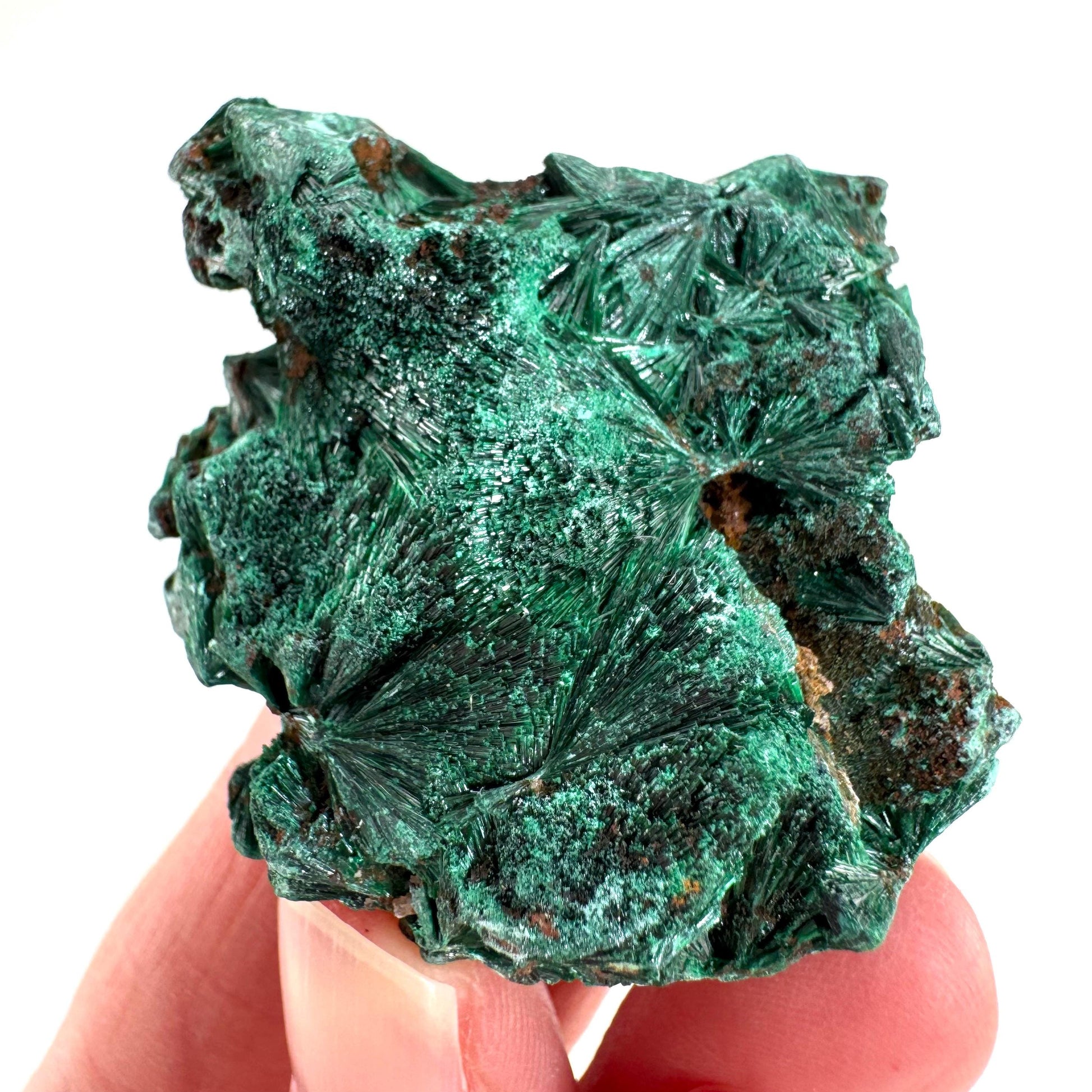 Fibrous Malachite | green velvet crystal, mineral specimen