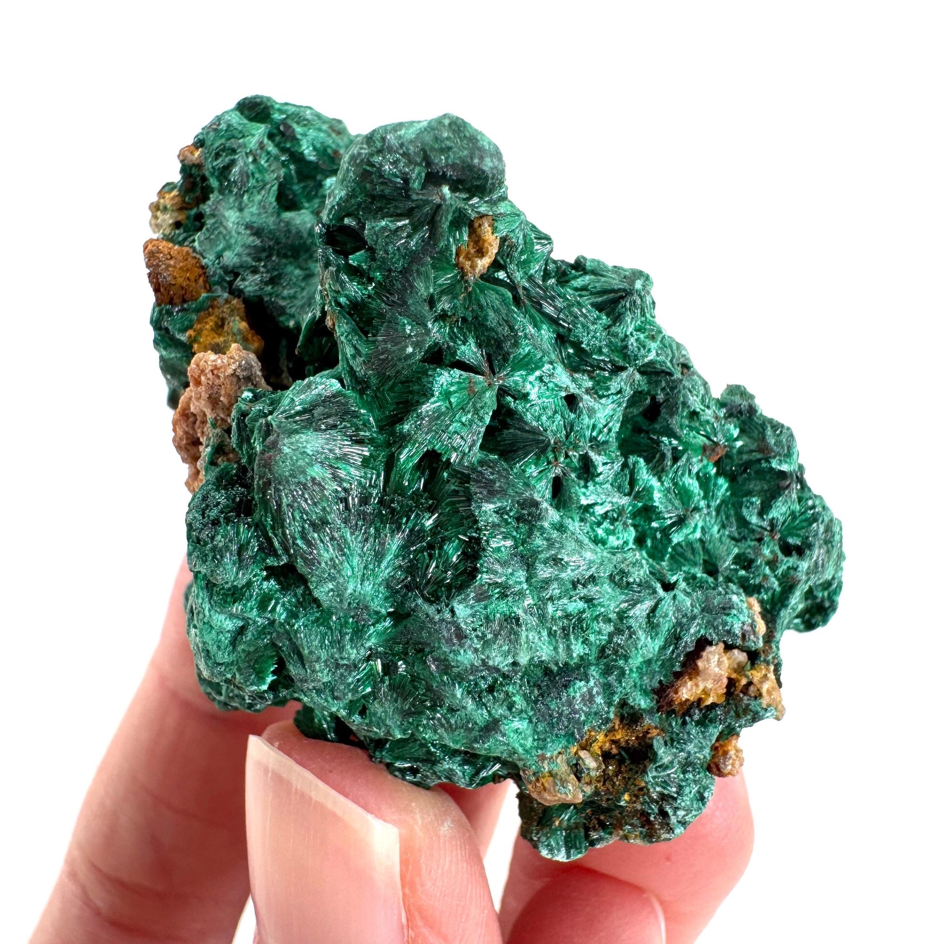 Fibrous Malachite | green velvet crystal, mineral specimen