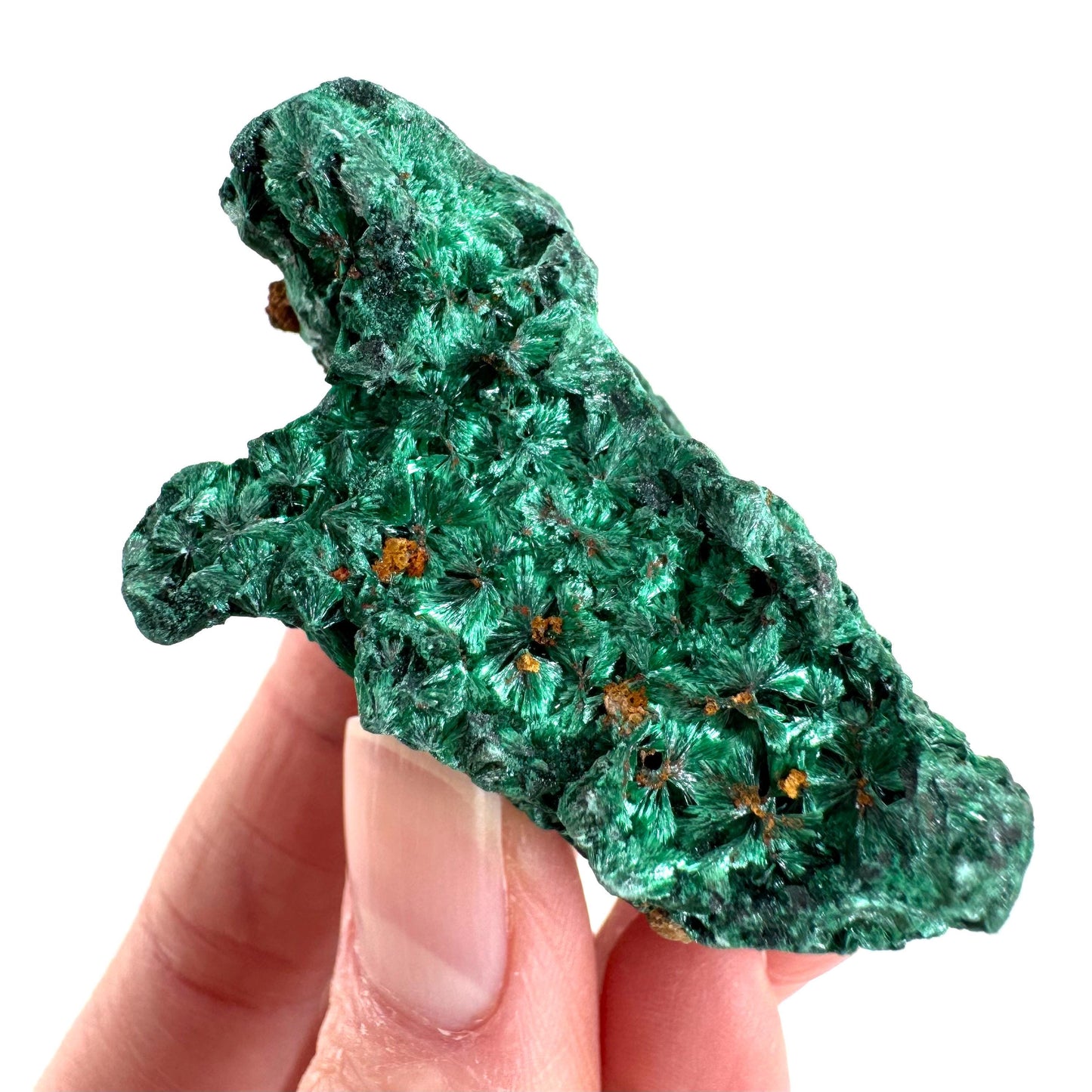 Fibrous Malachite | green velvet crystal, mineral specimen
