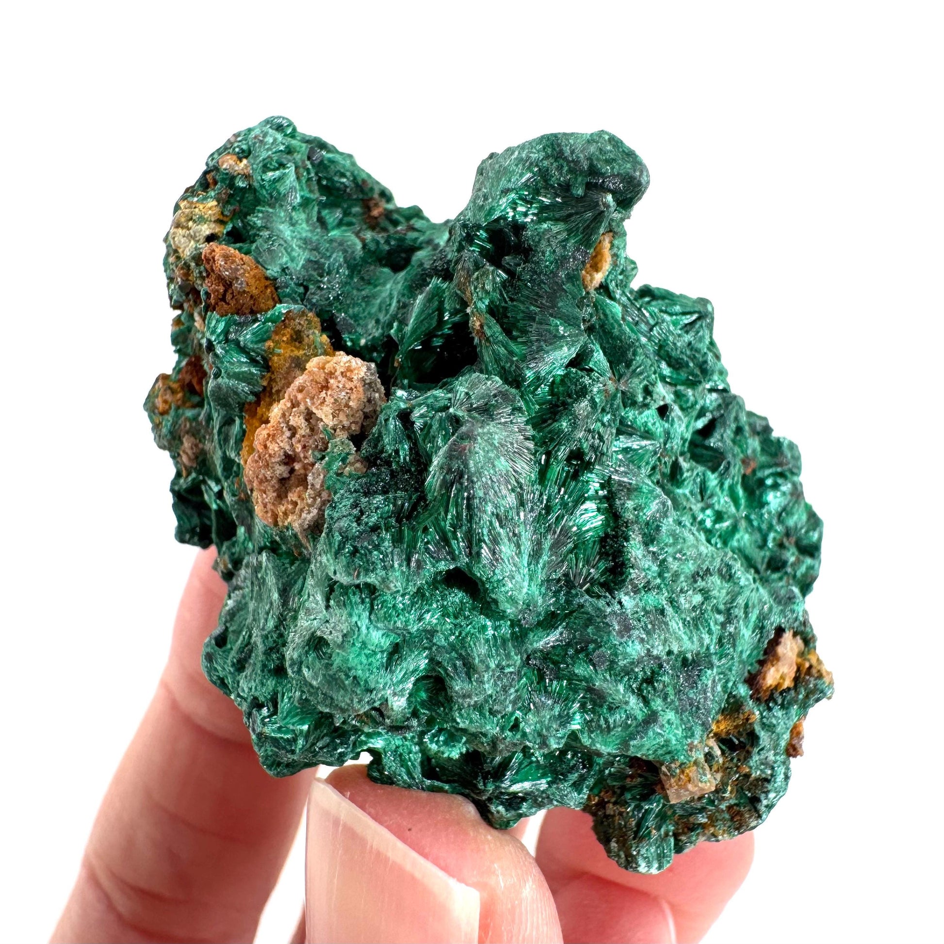 Fibrous Malachite | green velvet crystal, mineral specimen