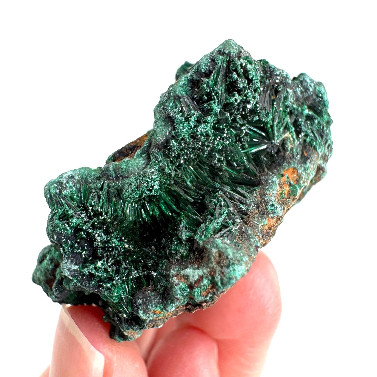 Fibrous Malachite | green velvet crystal, mineral specimen