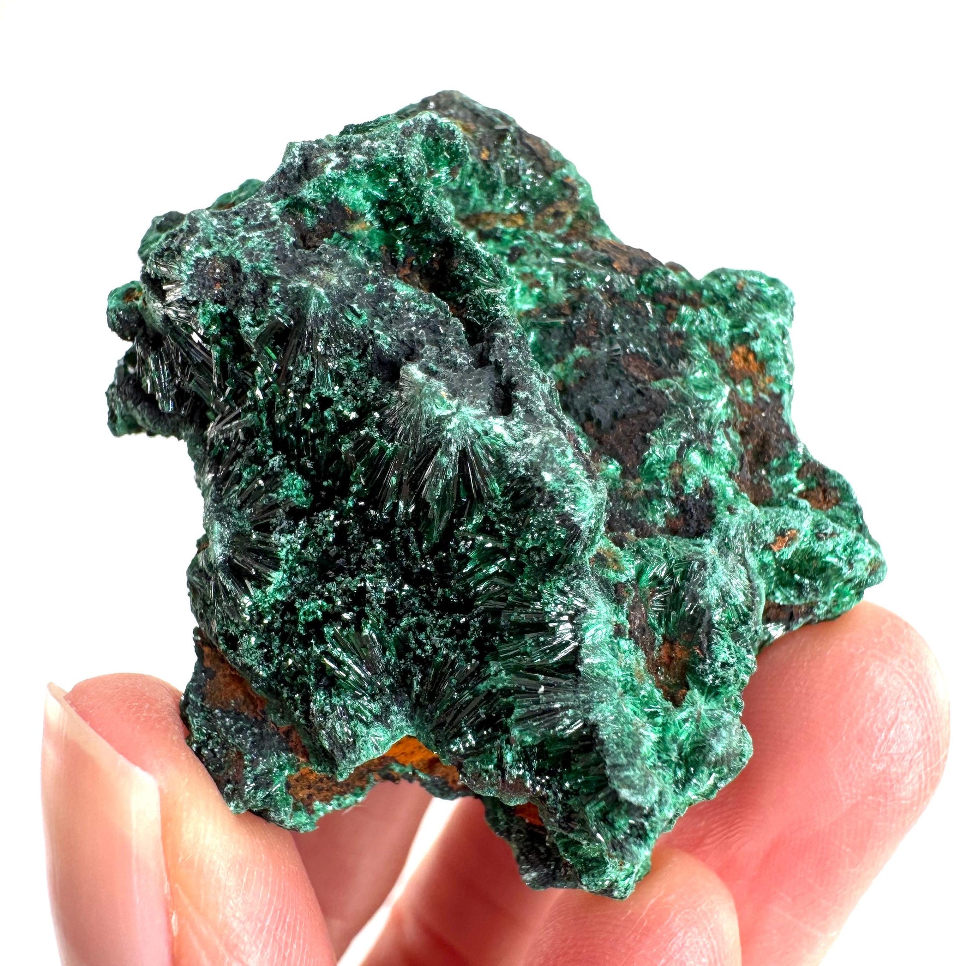 Fibrous Malachite | green velvet crystal, mineral specimen
