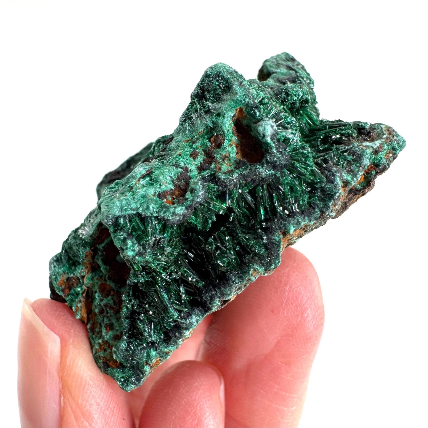 Fibrous Malachite | green velvet crystal, mineral specimen
