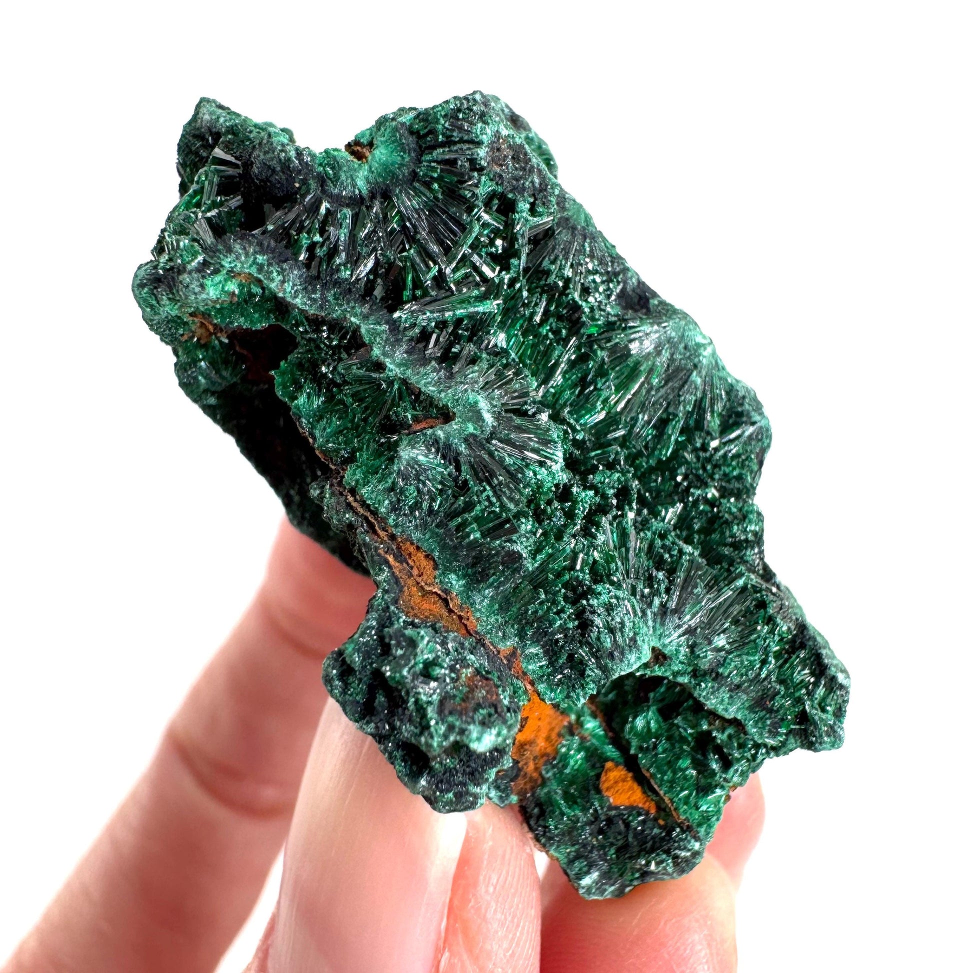 Fibrous Malachite | green velvet crystal, mineral specimen