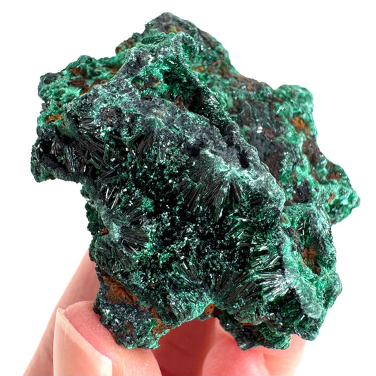 Fibrous Malachite | green velvet crystal, mineral specimen