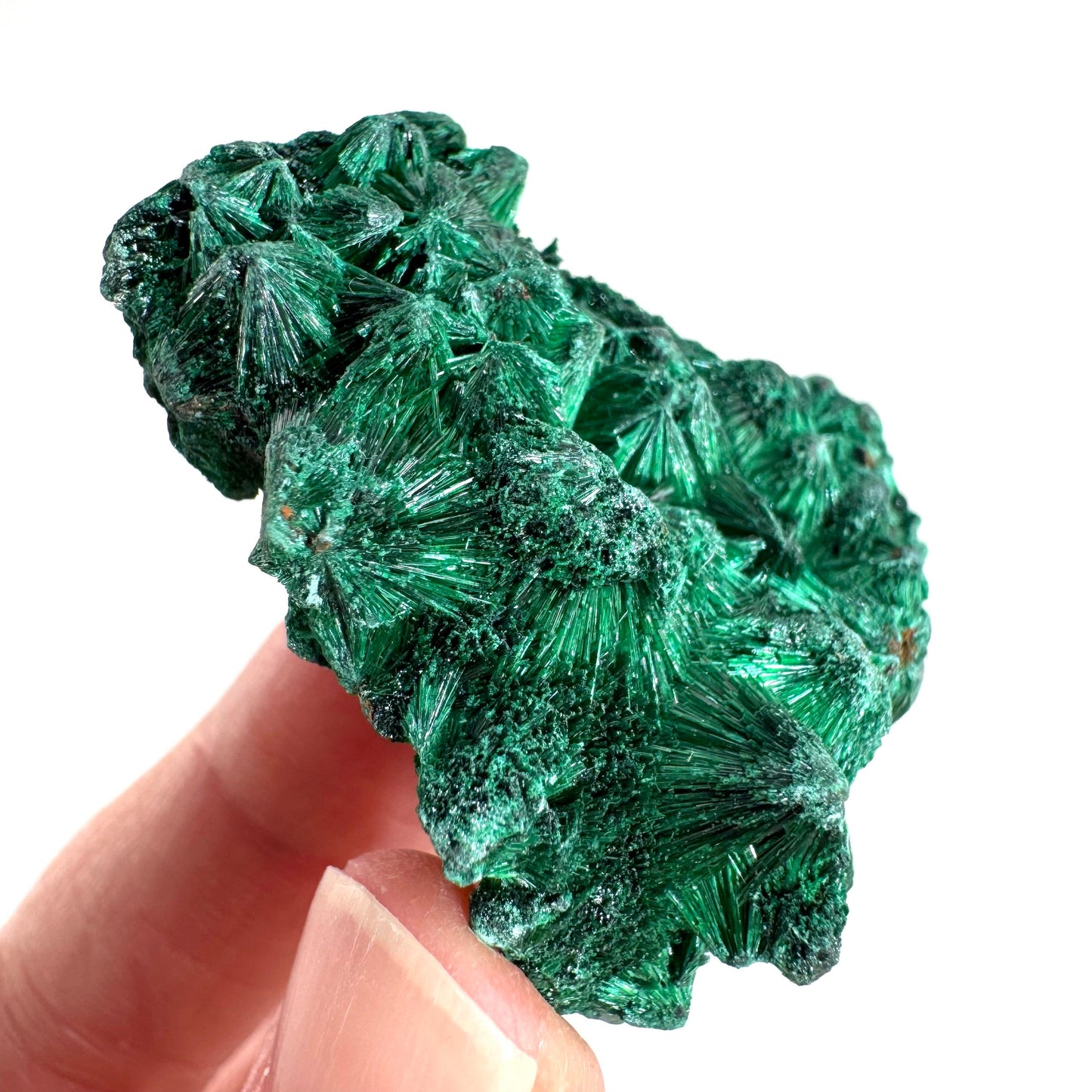 Fibrous Malachite | green velvet crystal, mineral specimen