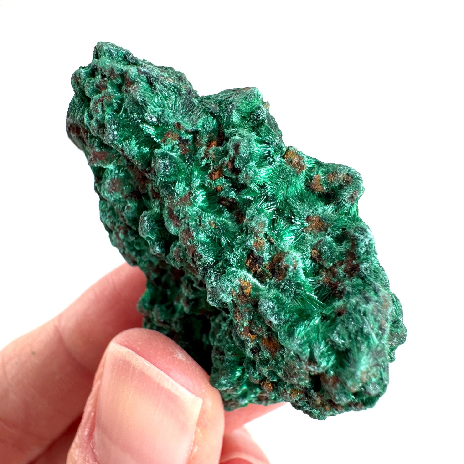 Fibrous Malachite | green velvet crystal, mineral specimen