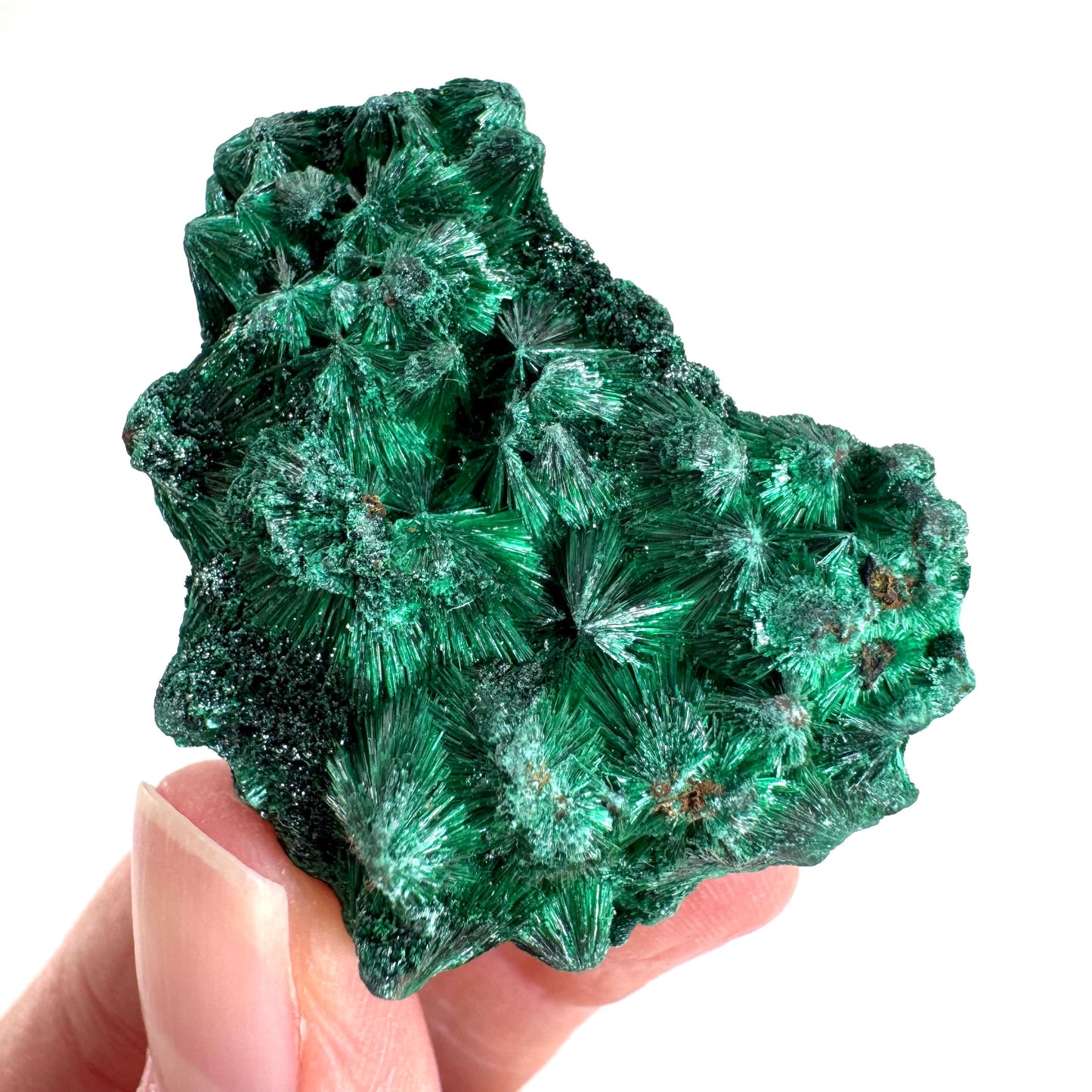 Fibrous Malachite | green velvet crystal, mineral specimen