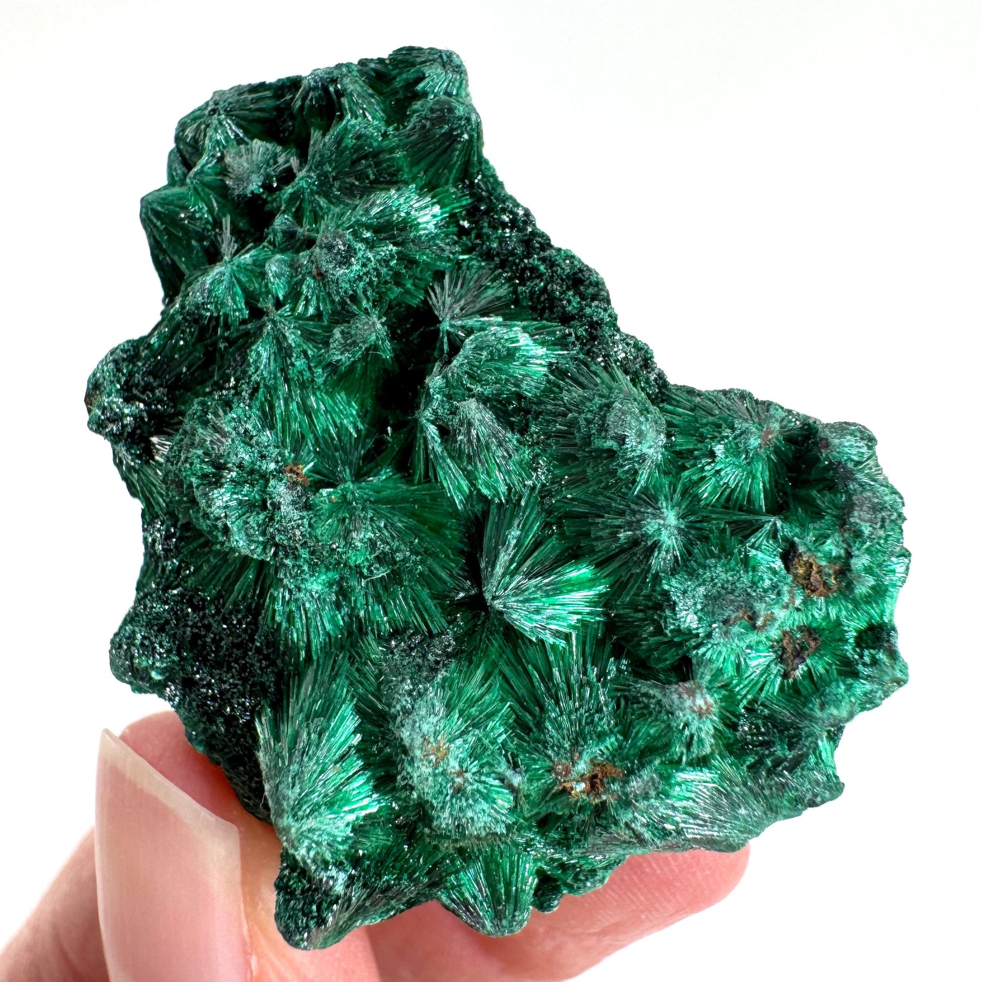 Fibrous Malachite | green velvet crystal, mineral specimen