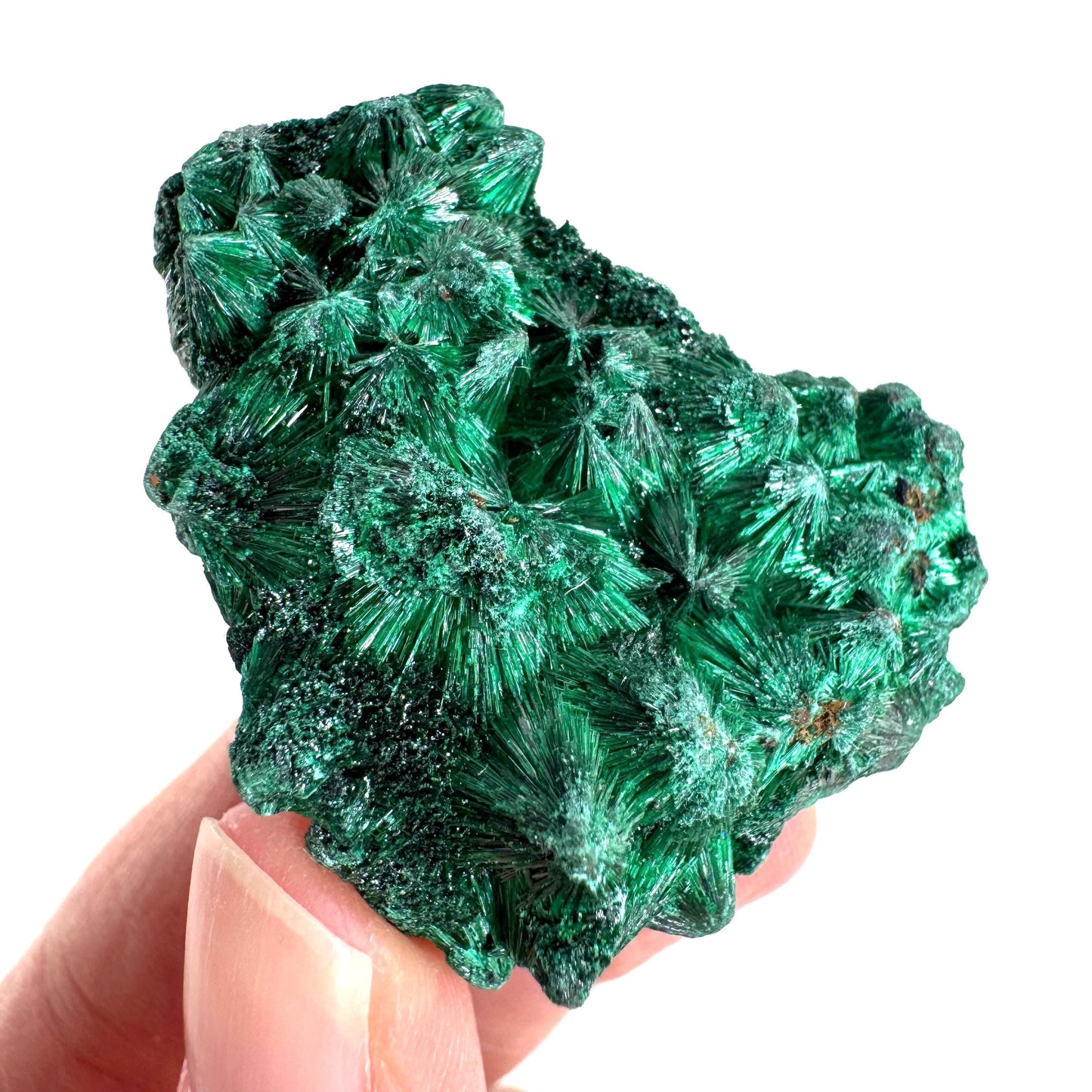 Fibrous Malachite | green velvet crystal, mineral specimen