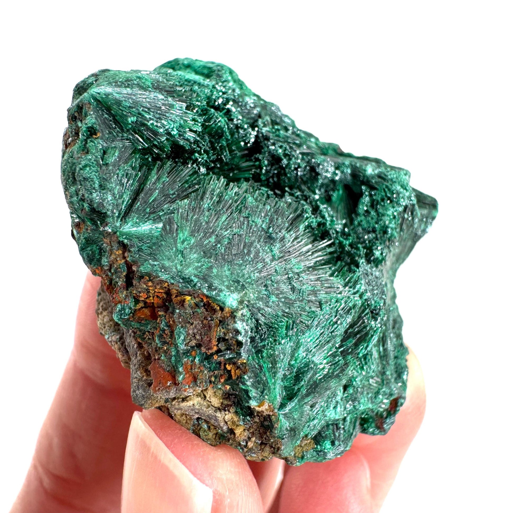 Fibrous Malachite | green velvet crystal, mineral specimen