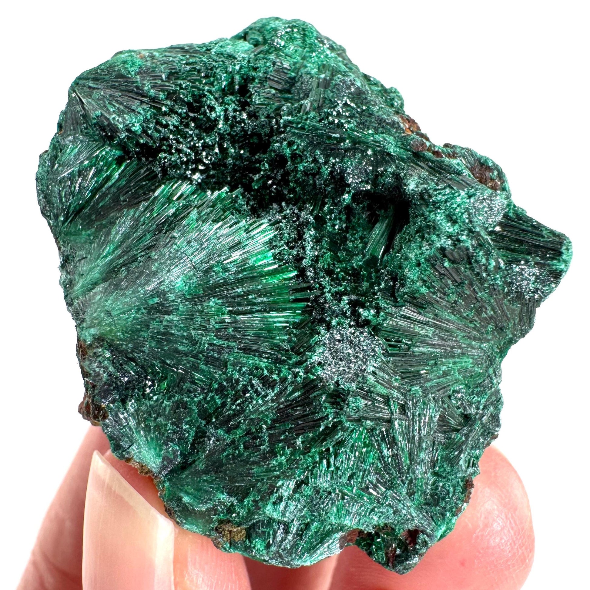 Fibrous Malachite | green velvet crystal, mineral specimen