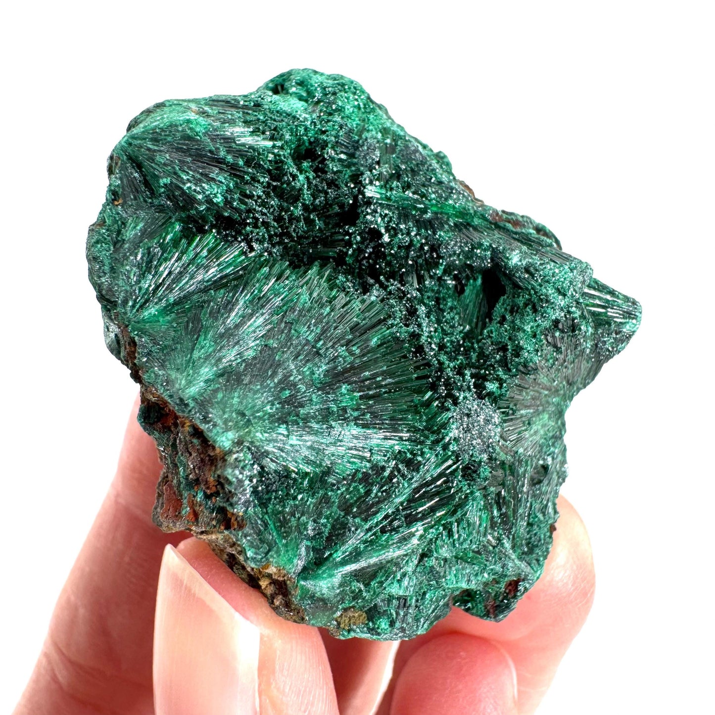 Fibrous Malachite | green velvet crystal, mineral specimen