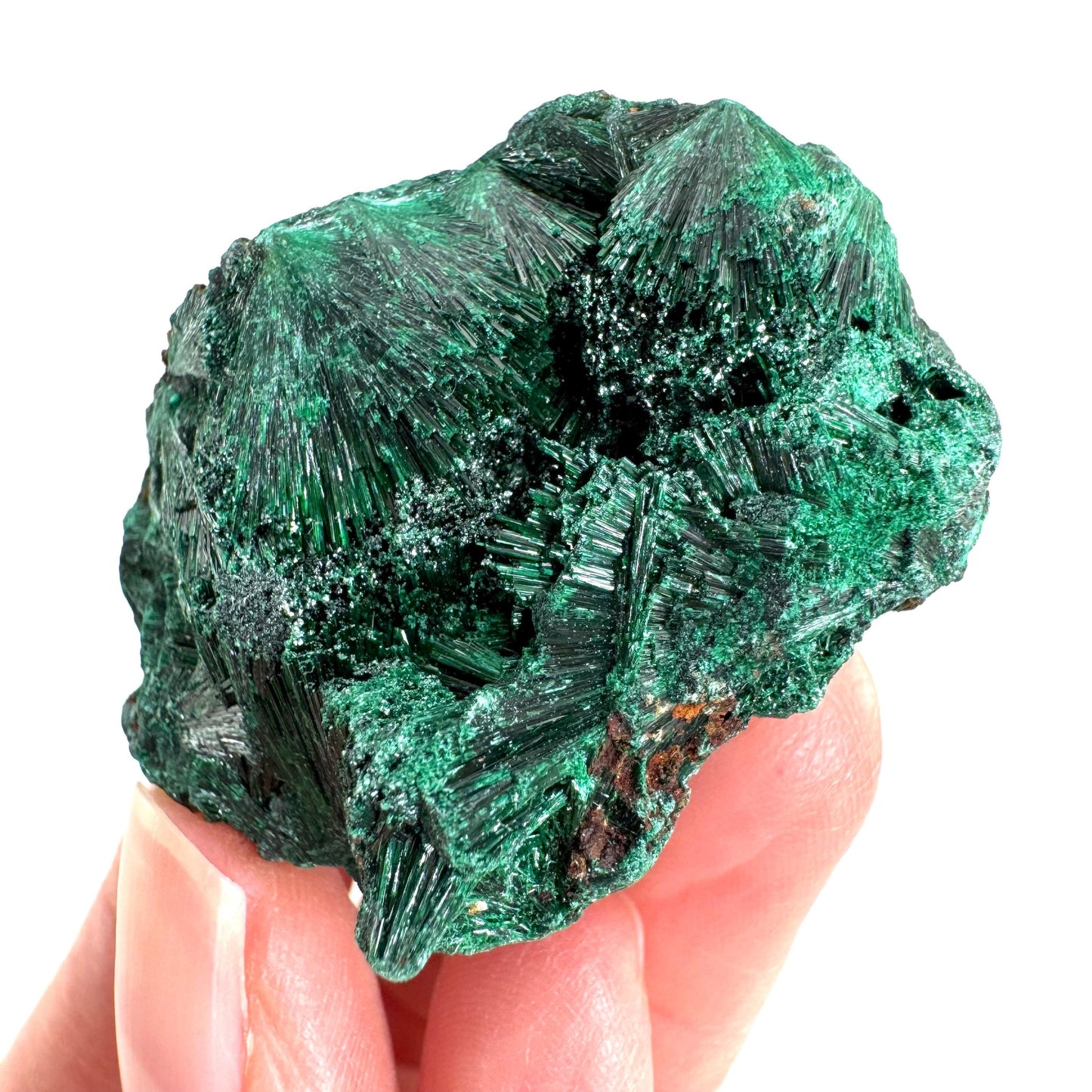 Fibrous Malachite | green velvet crystal, mineral specimen